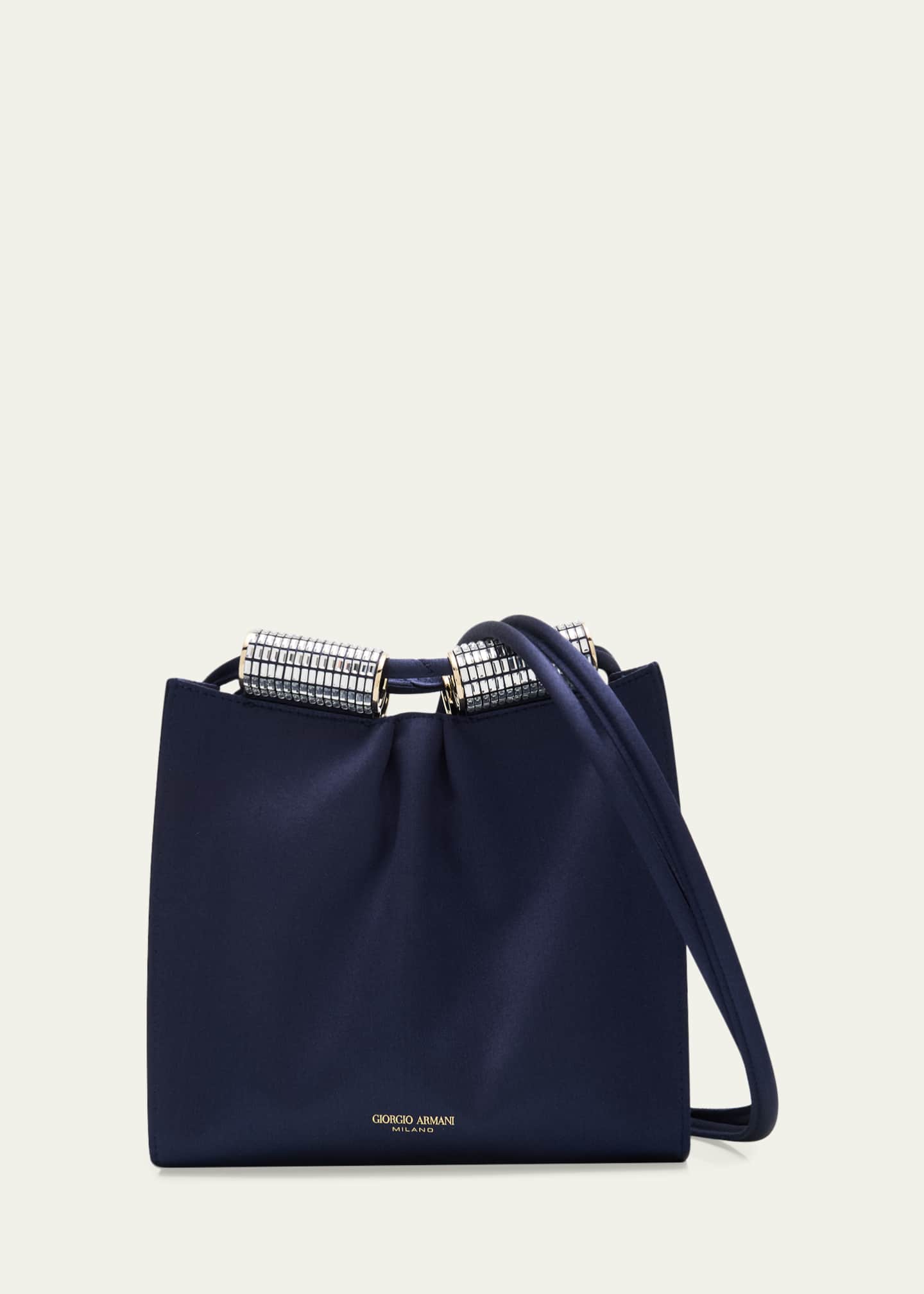 Giorgio Armani Satin Shoulder Bag with Rhinestone Detail