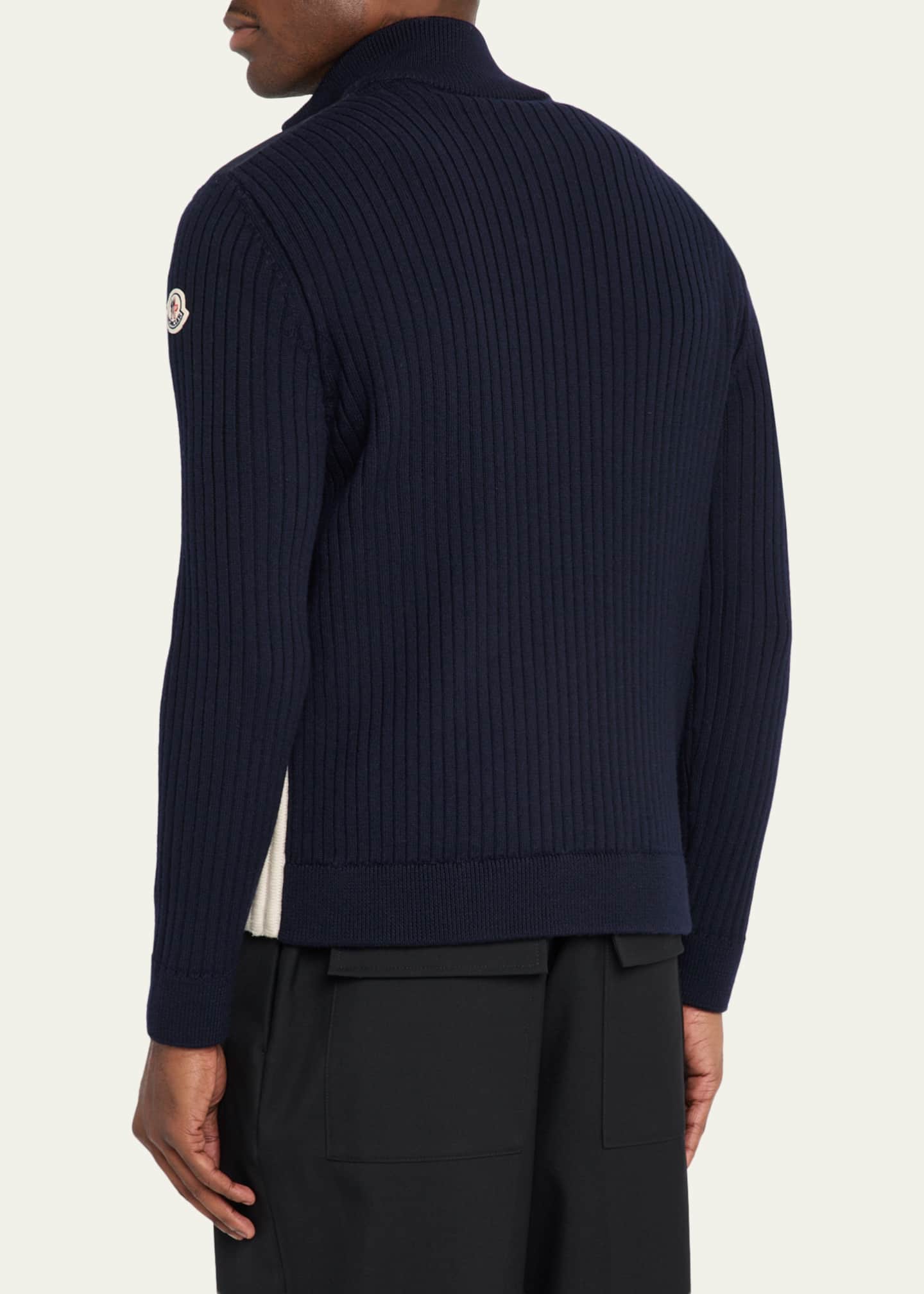 Moncler Men's Padded Wool Full-Zip Cardigan - Bergdorf Goodman