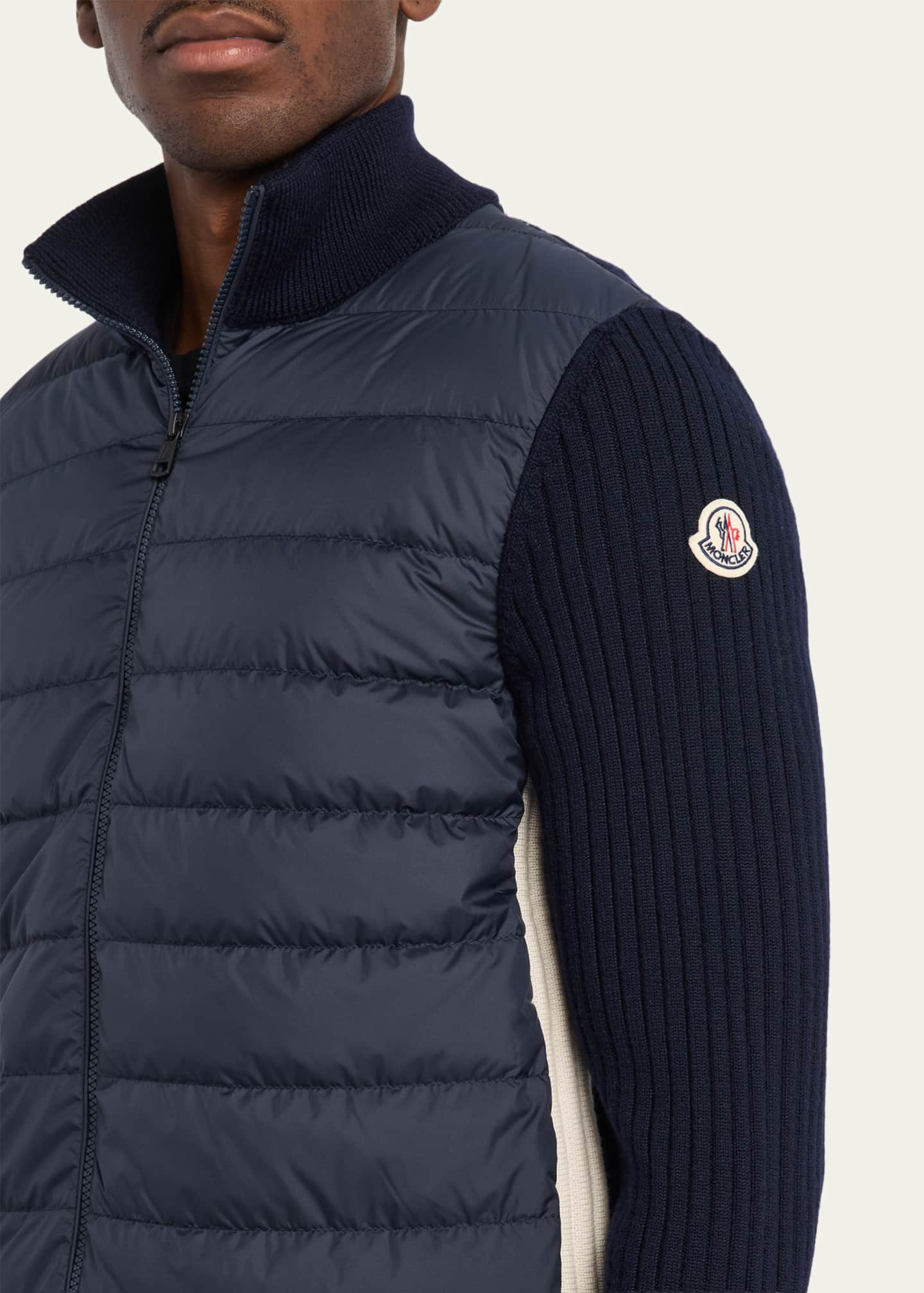 Moncler Men's Padded Wool Full-Zip Cardigan - Bergdorf Goodman