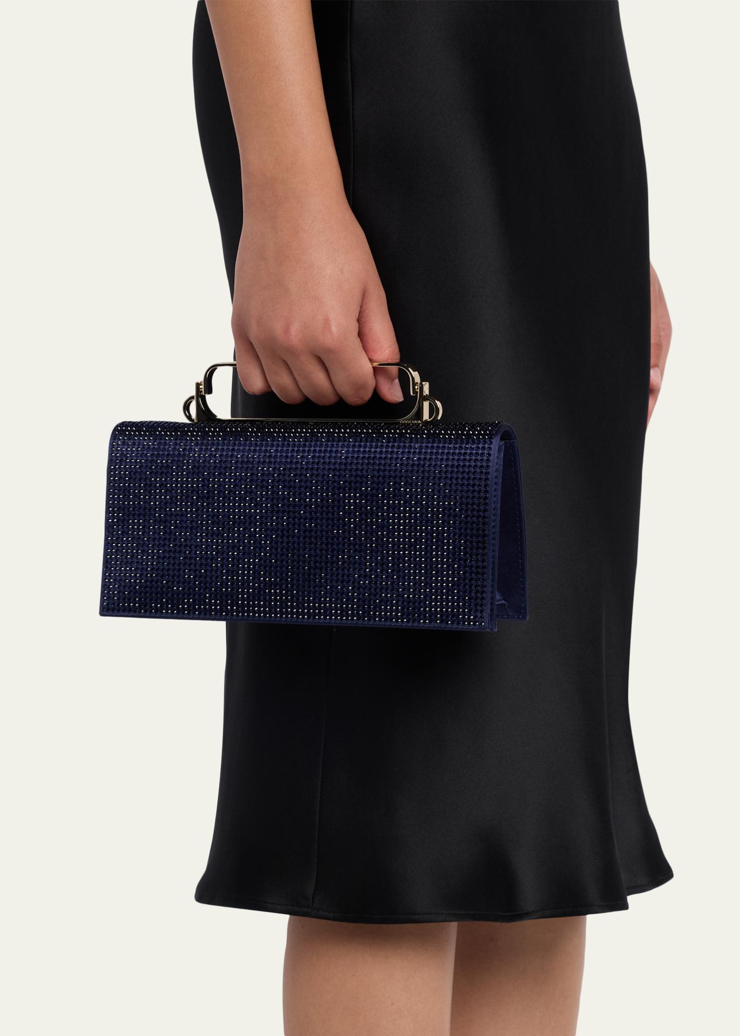 Giorgio Armani Crystal Avenue Rhinestone & Satin Clutch Bag 