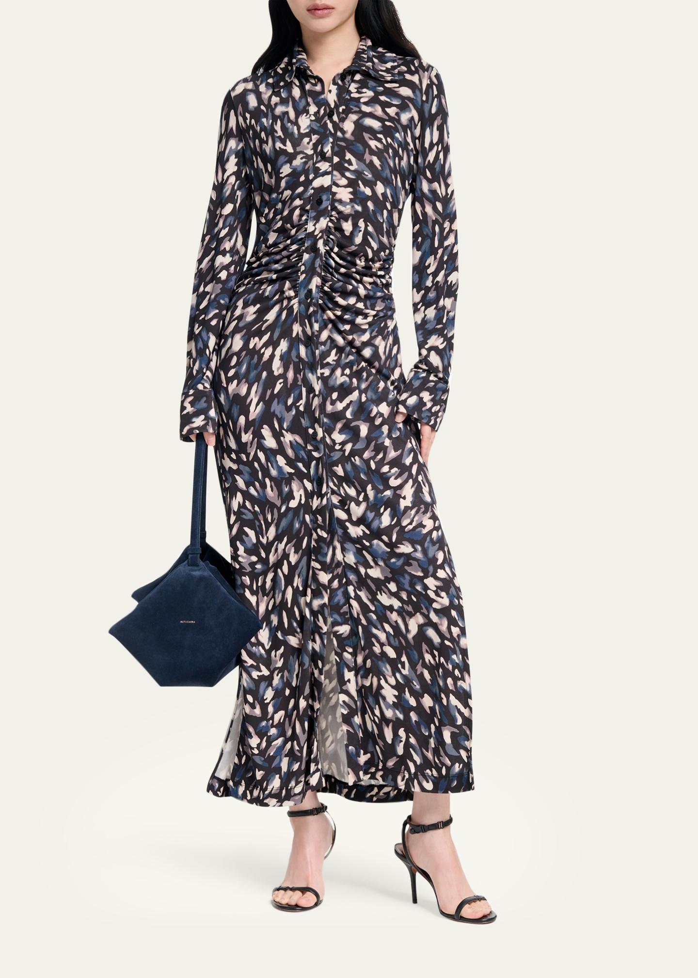 Altuzarra Claudia Abstract Animal Button-Front Maxi Dress