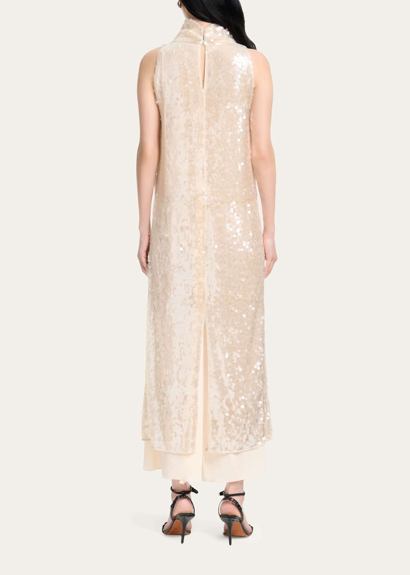 altuzarra sequin dress Altuzarra Noor Draped Sequined Chiffon Midi Dress - Women - Beige Dresses