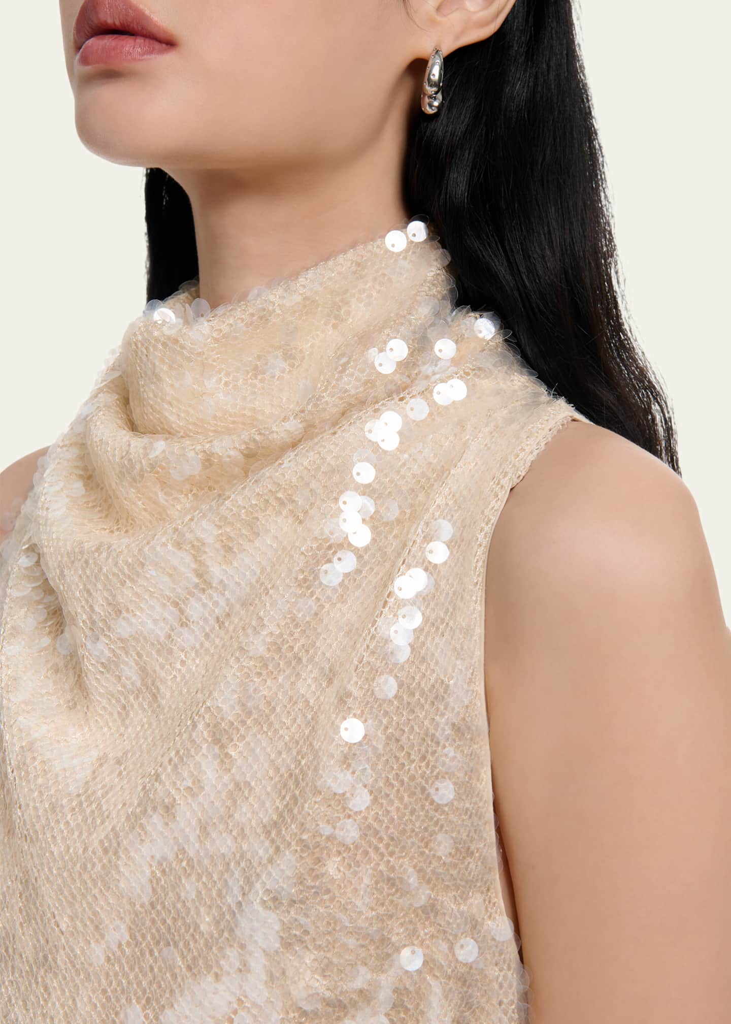 altuzarra sequin dress Altuzarra Noor Draped Sequined Chiffon Midi Dress - Women - Beige Dresses