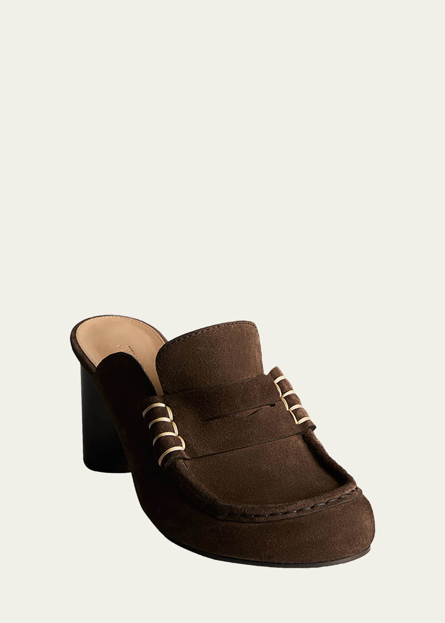 JW Anderson 70mm Suede Loafer Mules - Bergdorf Goodman