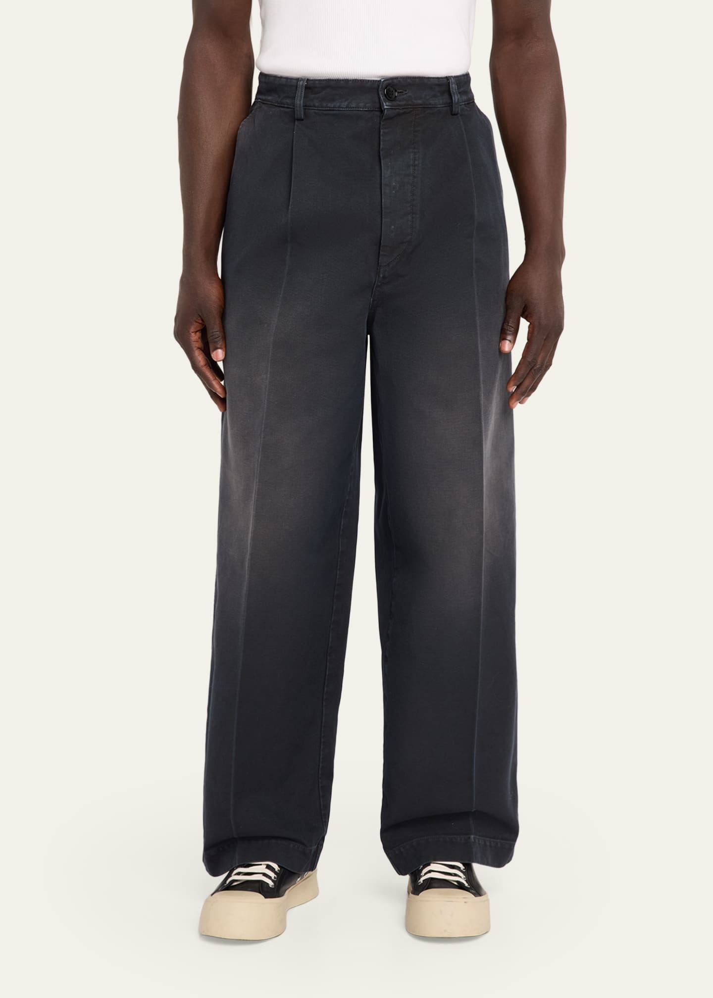Marni Men's Faded Denim Wide-Leg Pants - Bergdorf Goodman