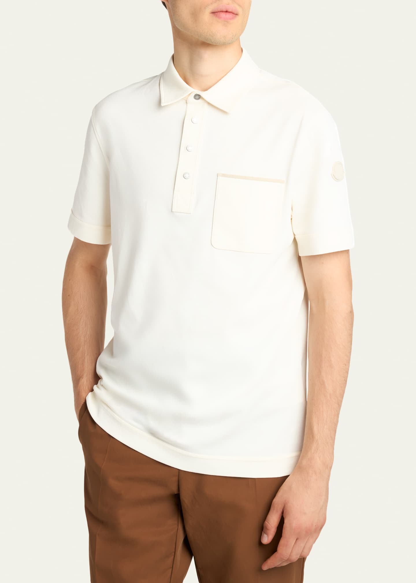 MONCLER｜SHORT-SLEEVED PIQUE/COLLAR Moncler Men's Short-Sleeve Cotton Pique Polo Shirt - Bergdorf Goodman