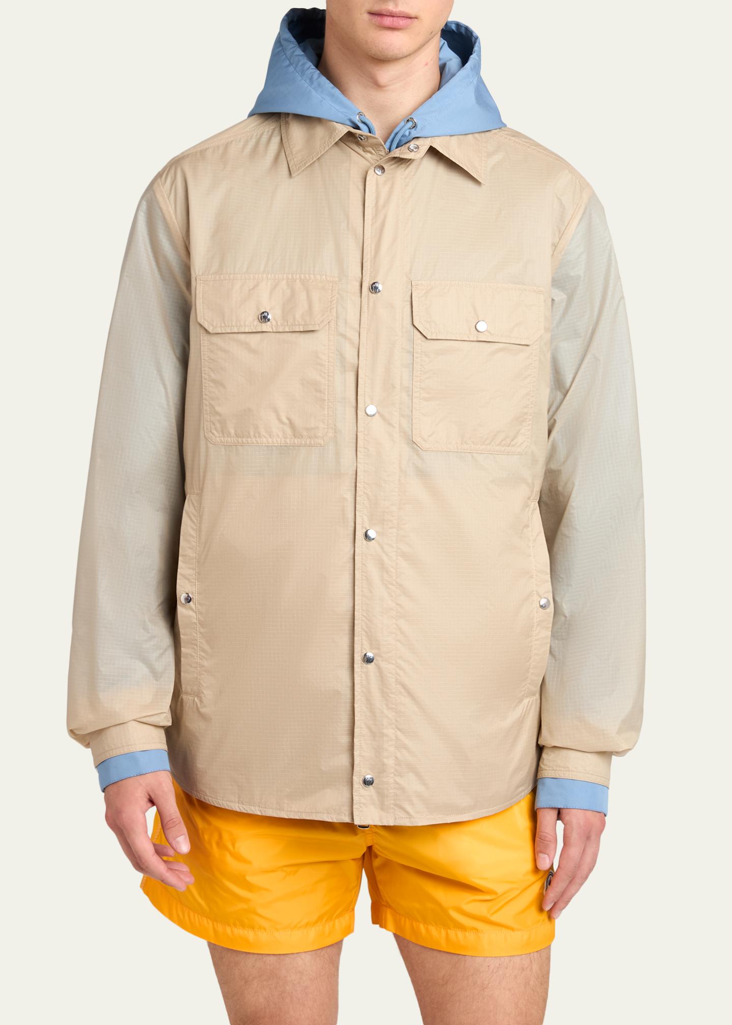 Moncler Men's Nylon Snap-Front Shirt Jacket - Bergdorf Goodman