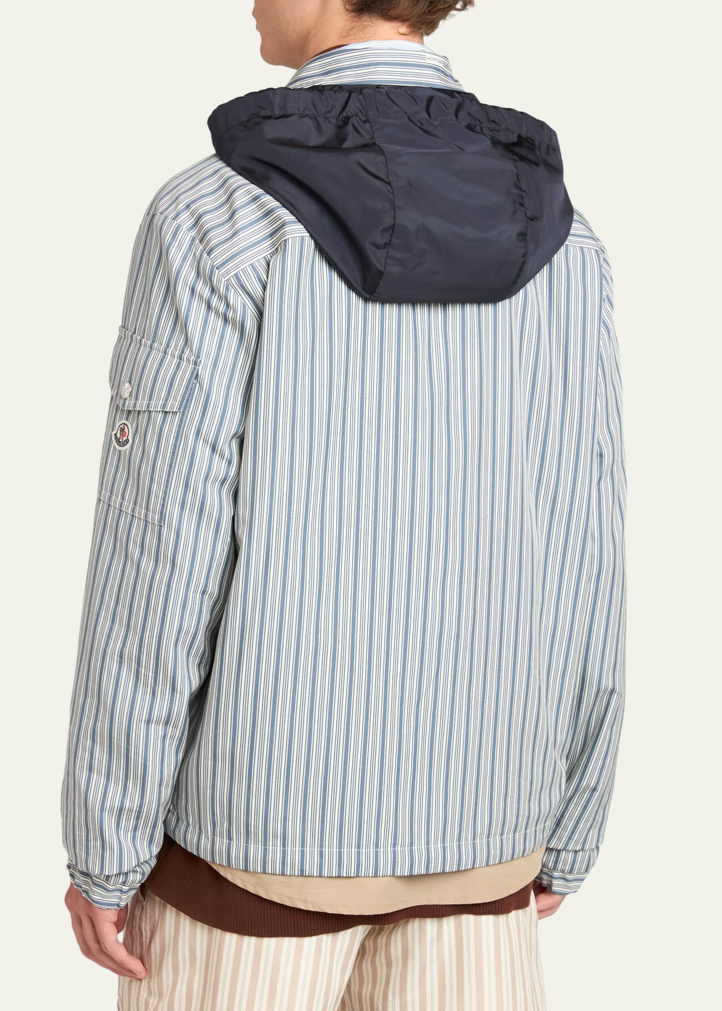 MONCLER フード付きストライプパーカー Moncler Men's Havas Stripe Full-Zip Hooded Shirt Jacket - Bergdorf