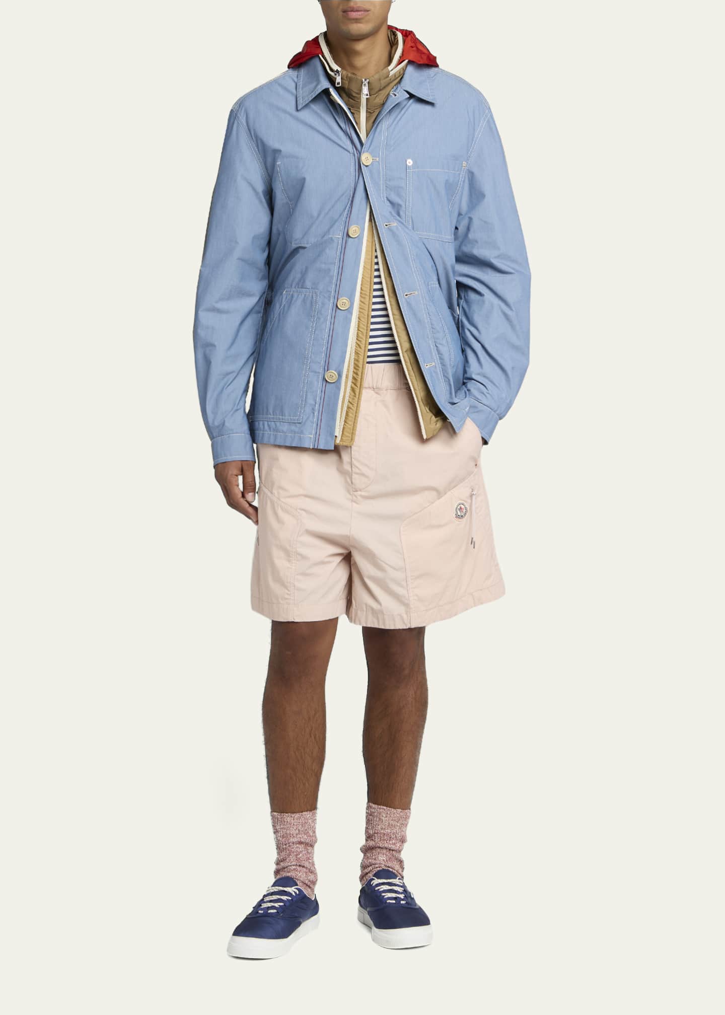MONCLER アイボリー ストライプ Tシャツ D (傷や汚れあり)】モンクレール MONCLER ストライプ クルーネック
