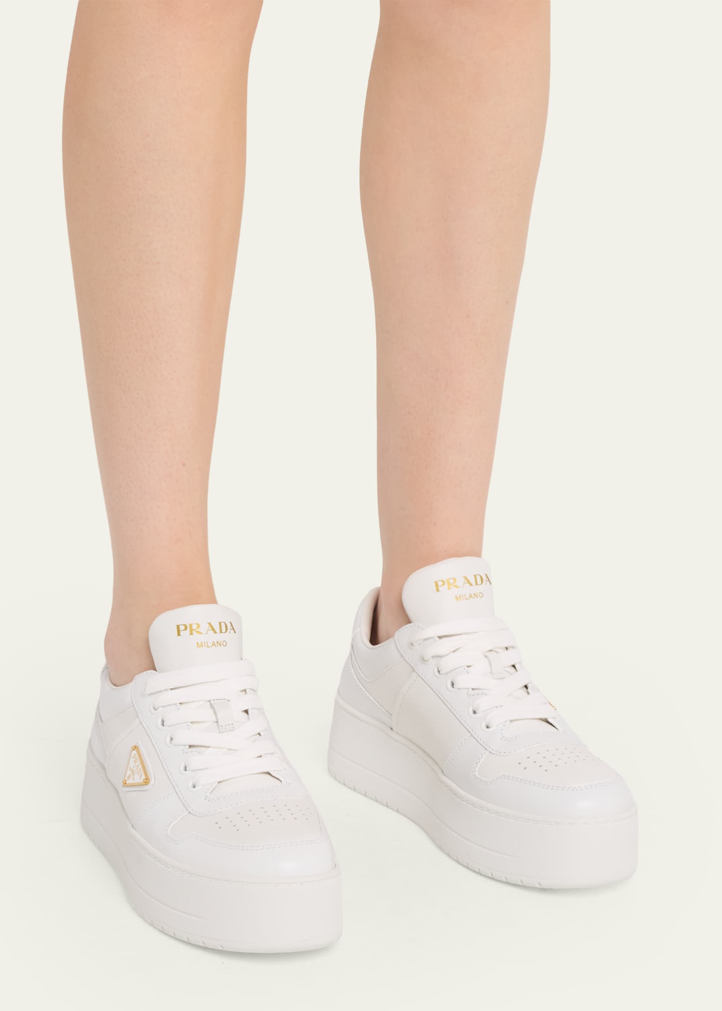 Prada Downtown Platform Leather Sneakers - Bergdorf Goodman