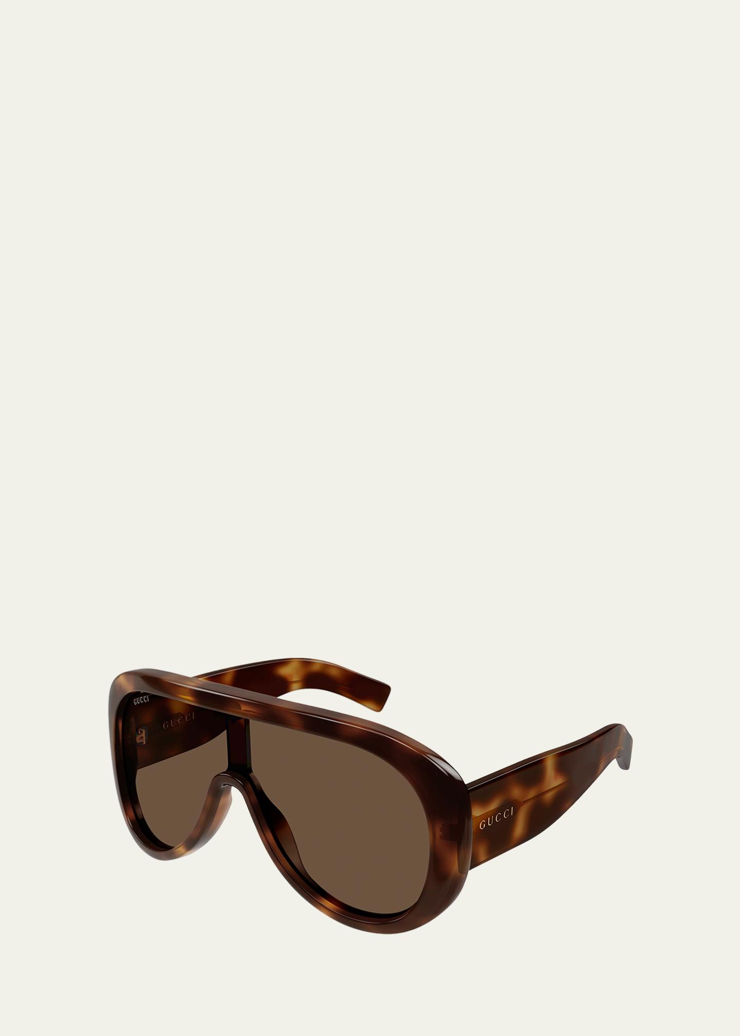 Gucci Tortoiseshell Brown Gradient Shield Sunglasses Gucci GG1830SK 002 Havana Brown Rectangular Sunglasses - eye  main image 4