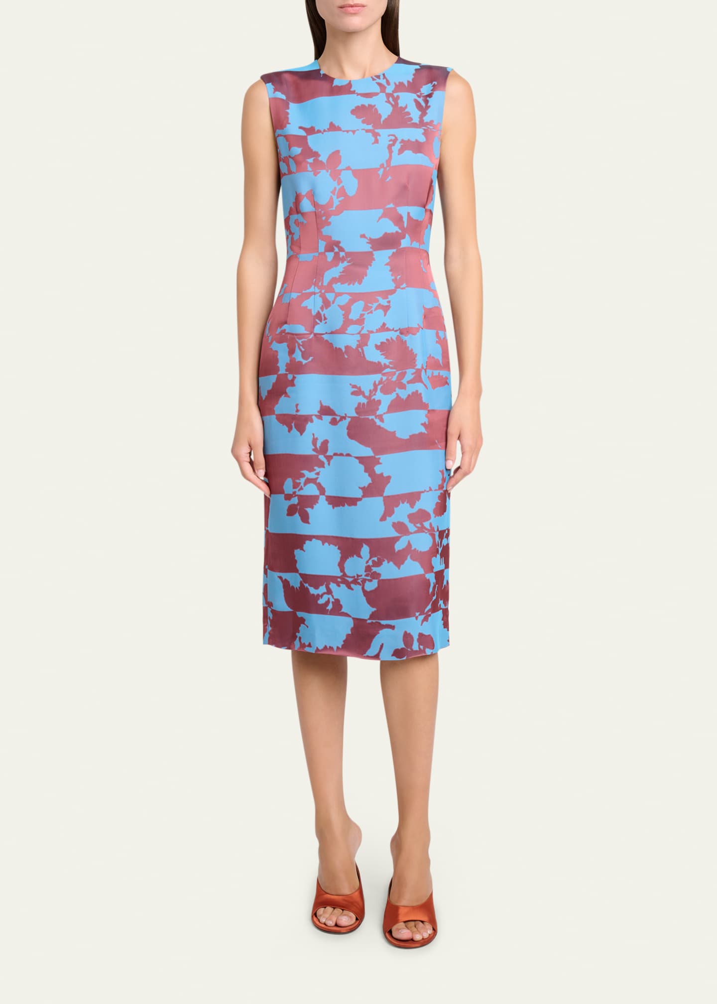 Dries Van Noten Delavina Paneled Floral Jacquard Sleeveless Dress