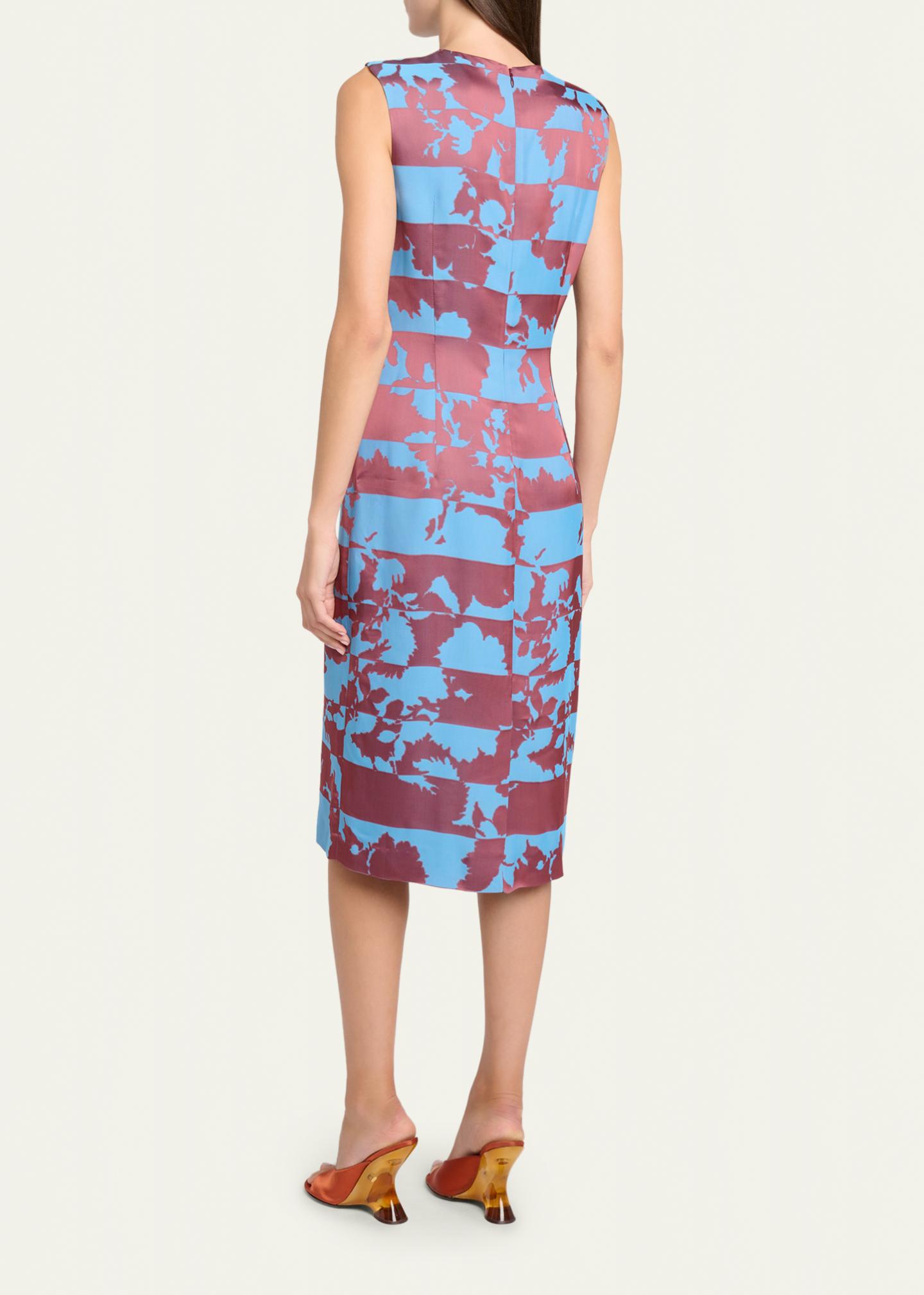 Dries Van Noten Delavina Paneled Floral Jacquard Sleeveless Dress
