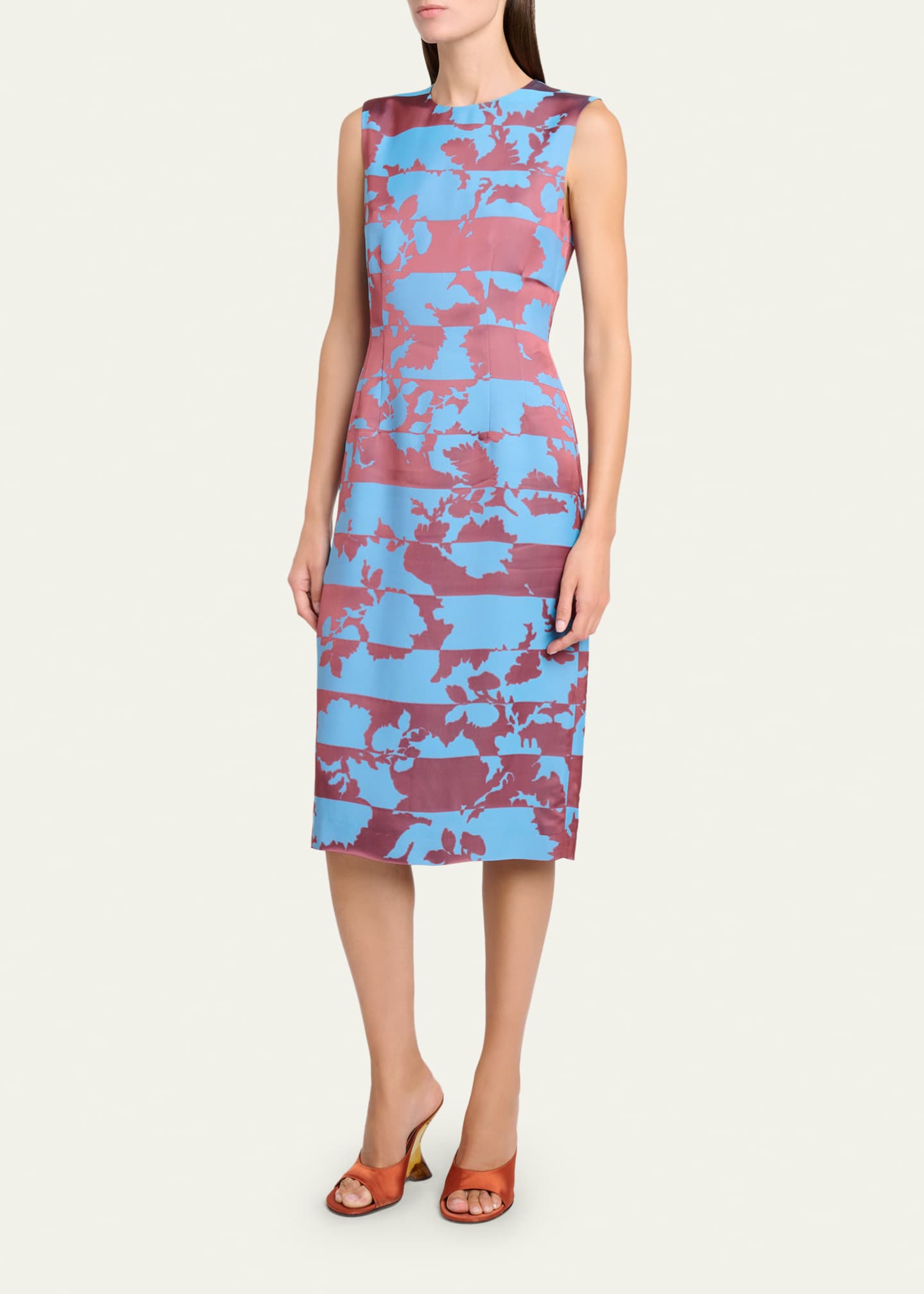 Dries Van Noten Delavina Paneled Floral Jacquard Sleeveless Dress