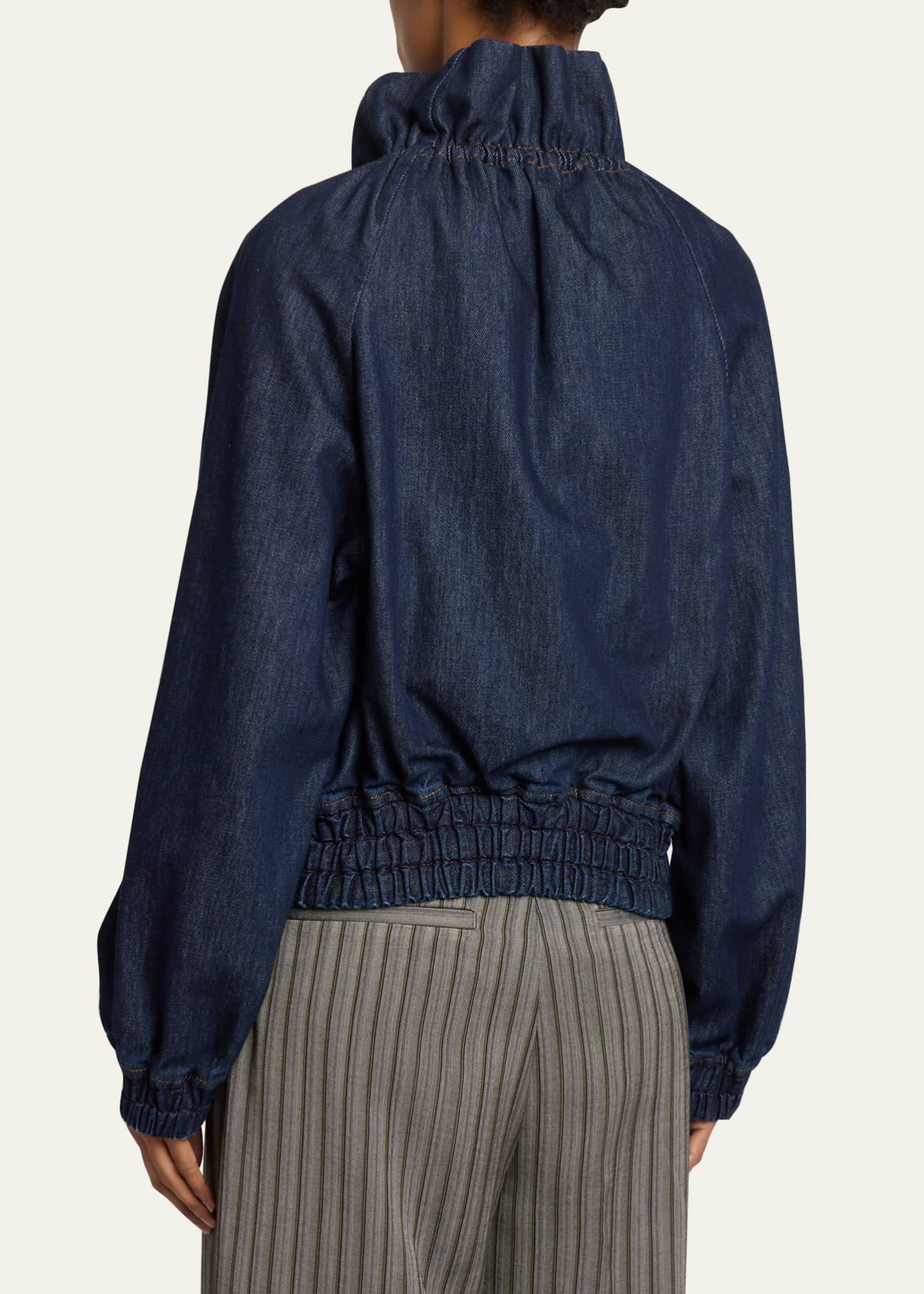 Dries Van Noten Voly Ruffle-Collar Denim Zip Jacket - Bergdorf Goodman