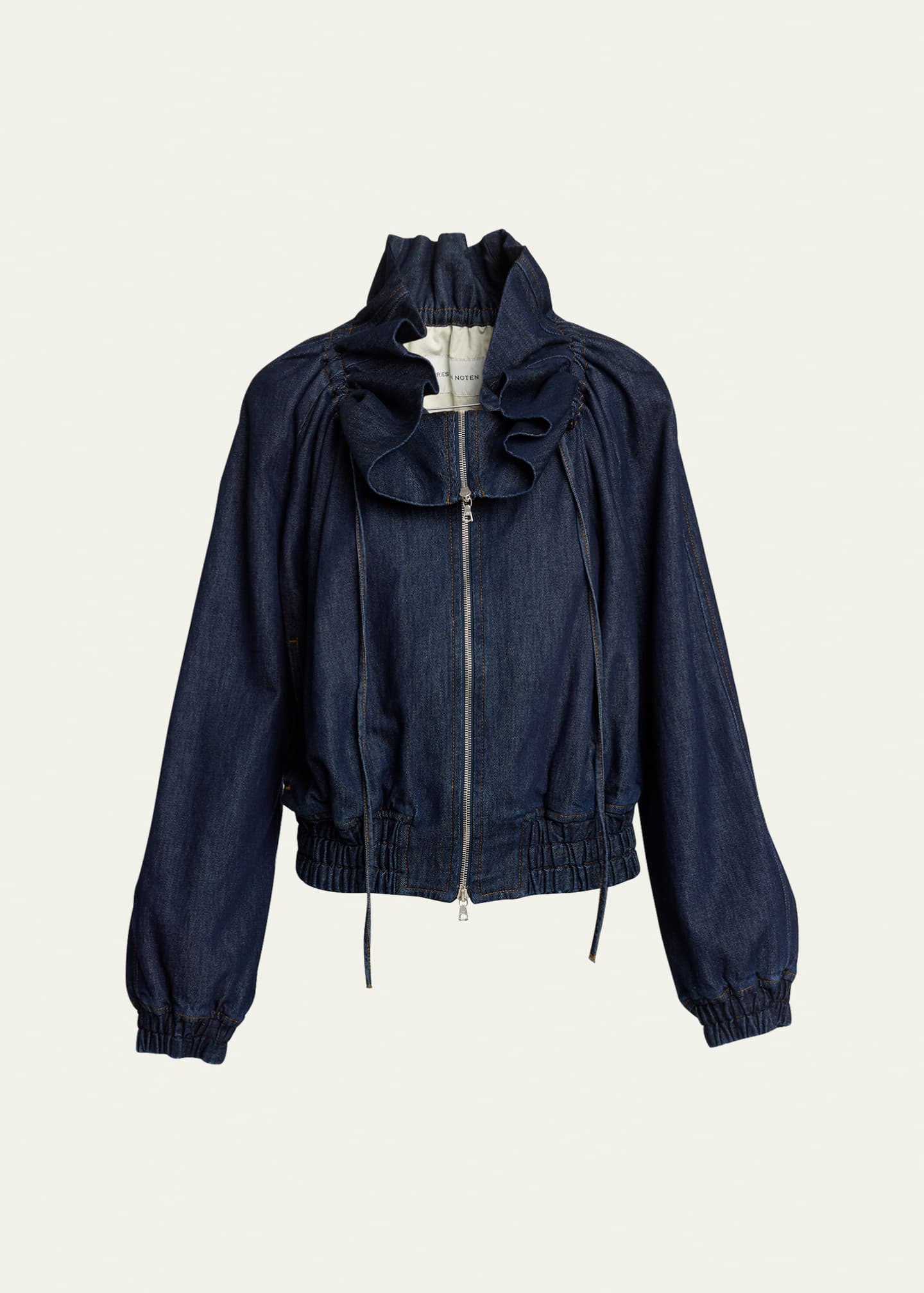 Dries Van Noten Voly Ruffle-Collar Denim Zip Jacket - Bergdorf Goodman