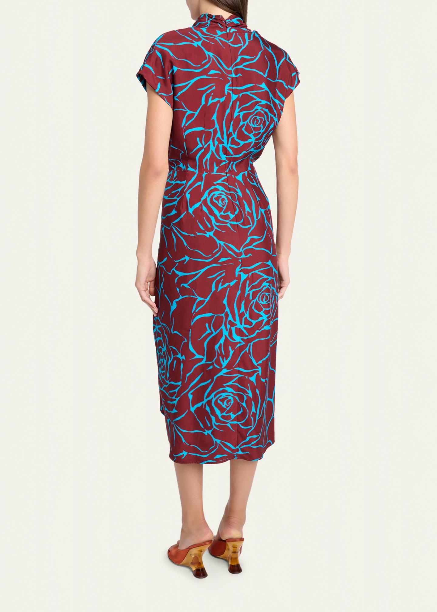 Dries Van Noten Dilian Floral Jacquard Draped Wrap Midi Dress ...