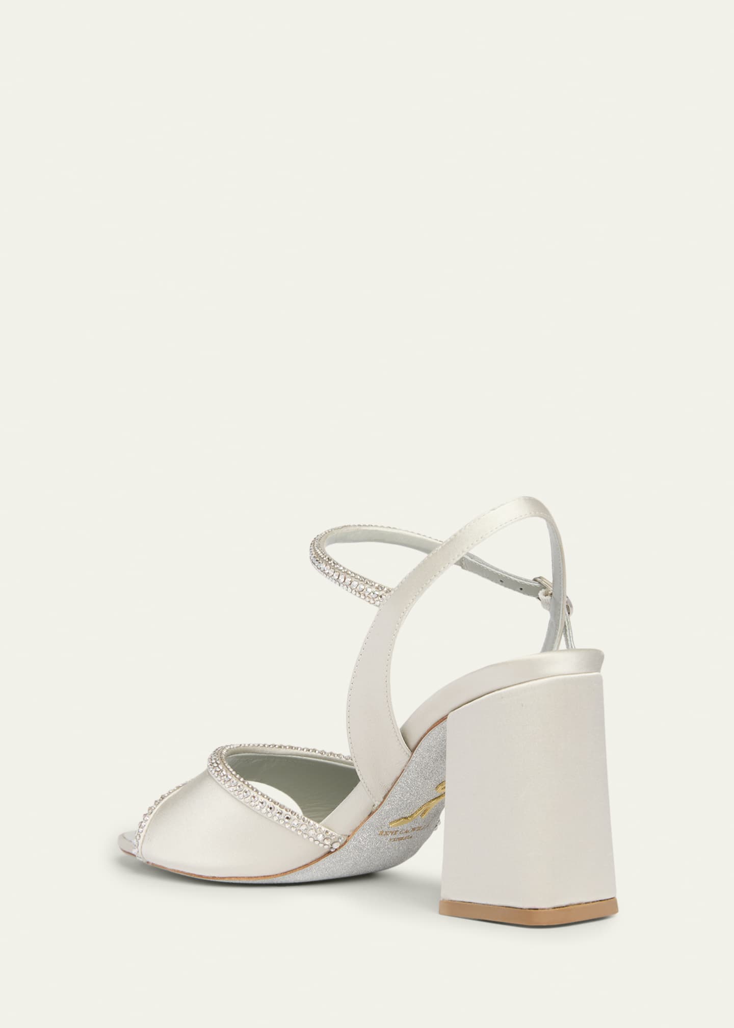 Rene Caovilla 80mm Satin Crystal Block-Heel Sandals - Bergdorf Goodman