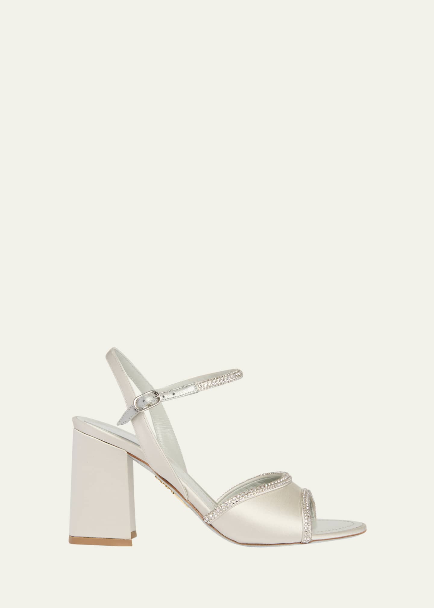 Rene Caovilla 80mm Satin Crystal Block-Heel Sandals - Bergdorf Goodman