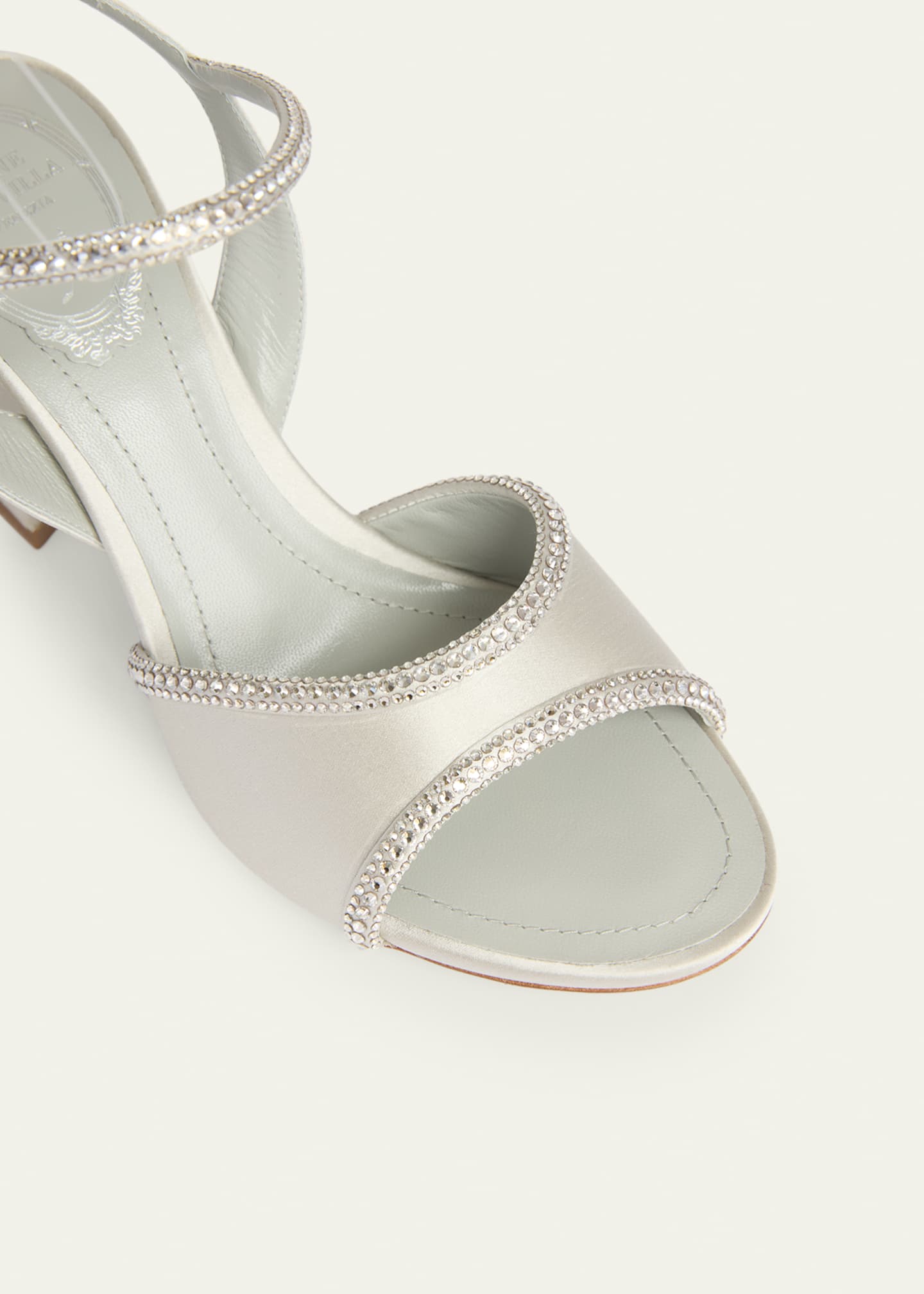 Rene Caovilla 80mm Satin Crystal Block-Heel Sandals - Bergdorf Goodman