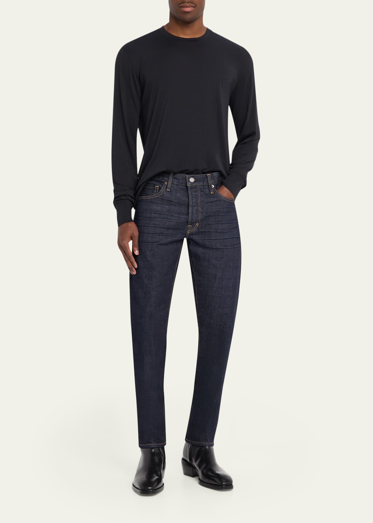 TOM FORD Men's Washed Black Denim Slim Fit Jeans - Bergdorf Goodman