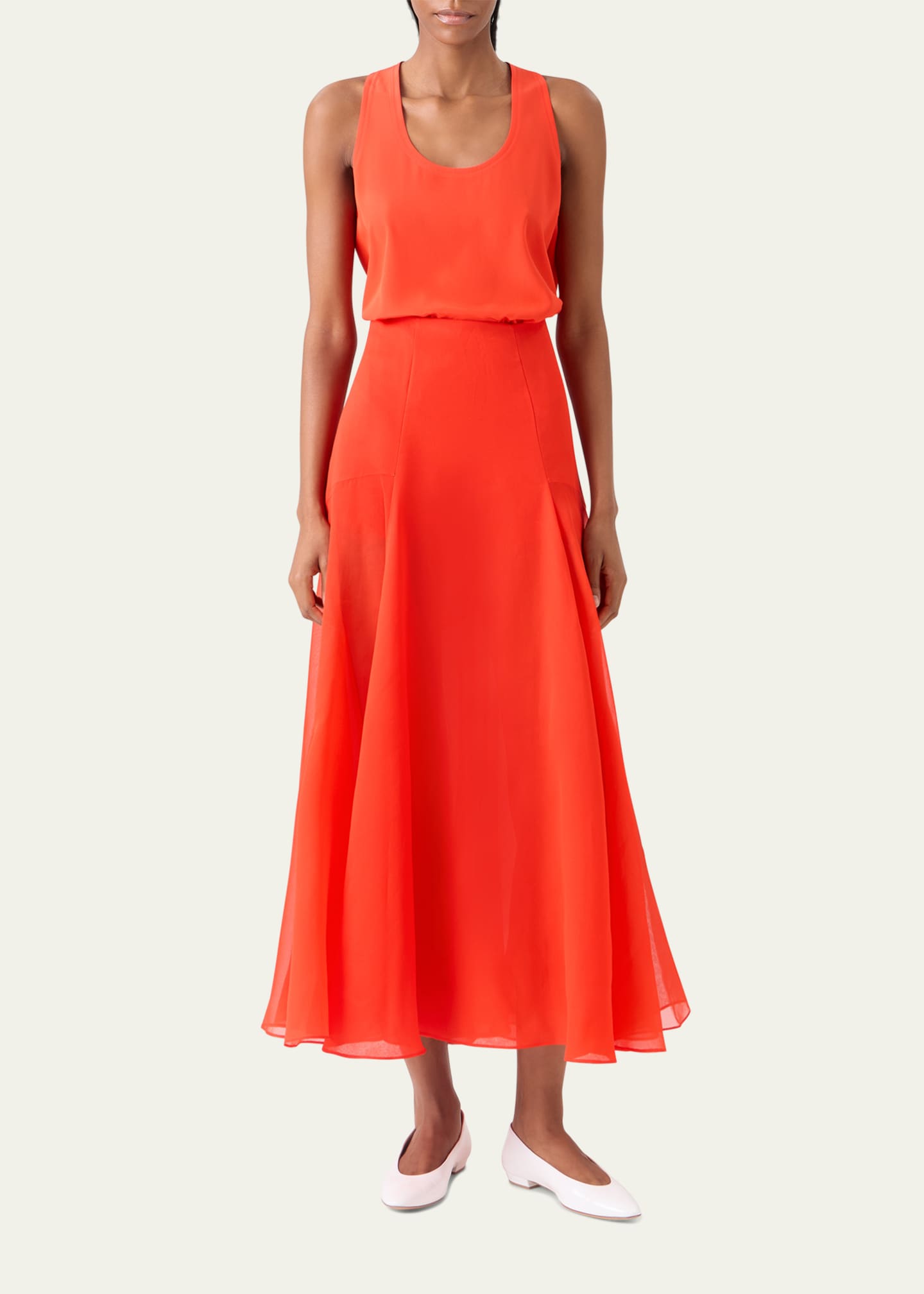Akris Sheer Silk Organza Godet Midi Skirt - Bergdorf Goodman