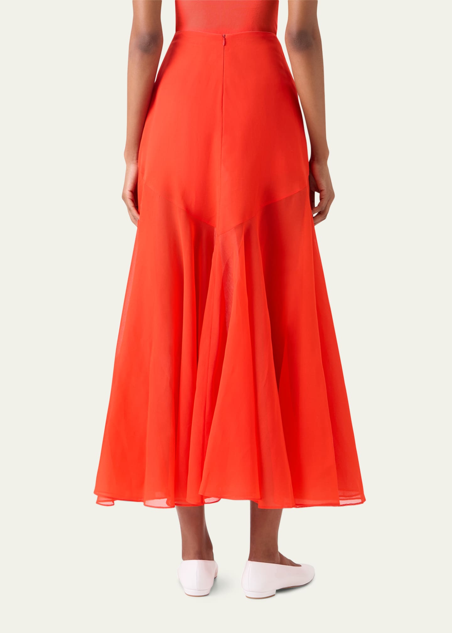 Akris Sheer Silk Organza Godet Midi Skirt - Bergdorf Goodman