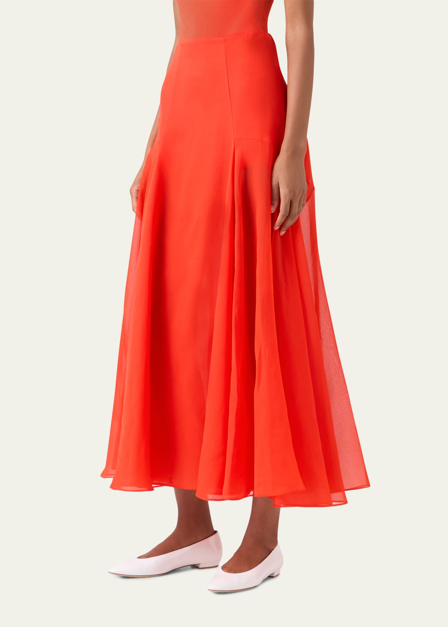 Akris Sheer Silk Organza Godet Midi Skirt - Bergdorf Goodman
