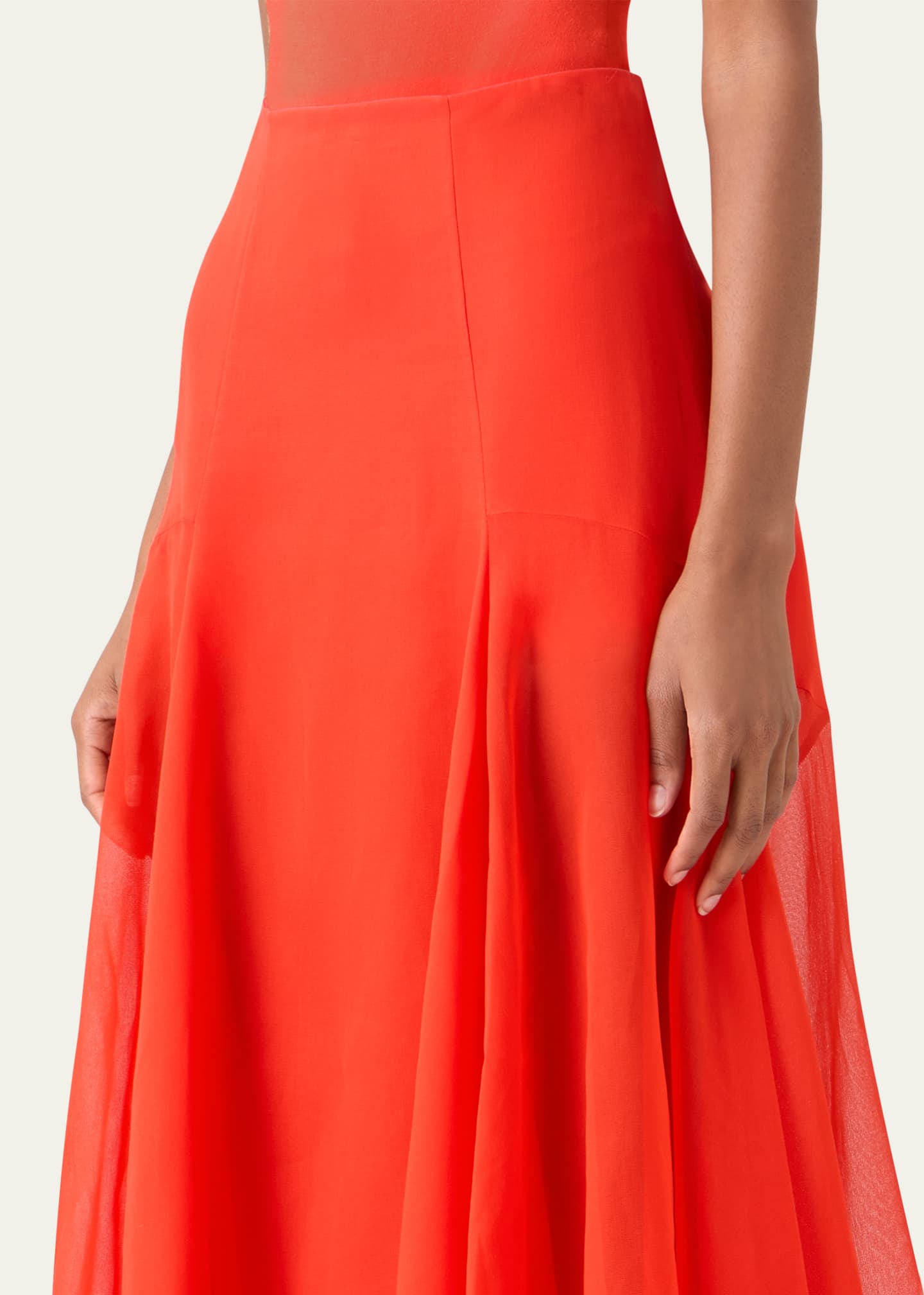 Akris Sheer Silk Organza Godet Midi Skirt - Bergdorf Goodman