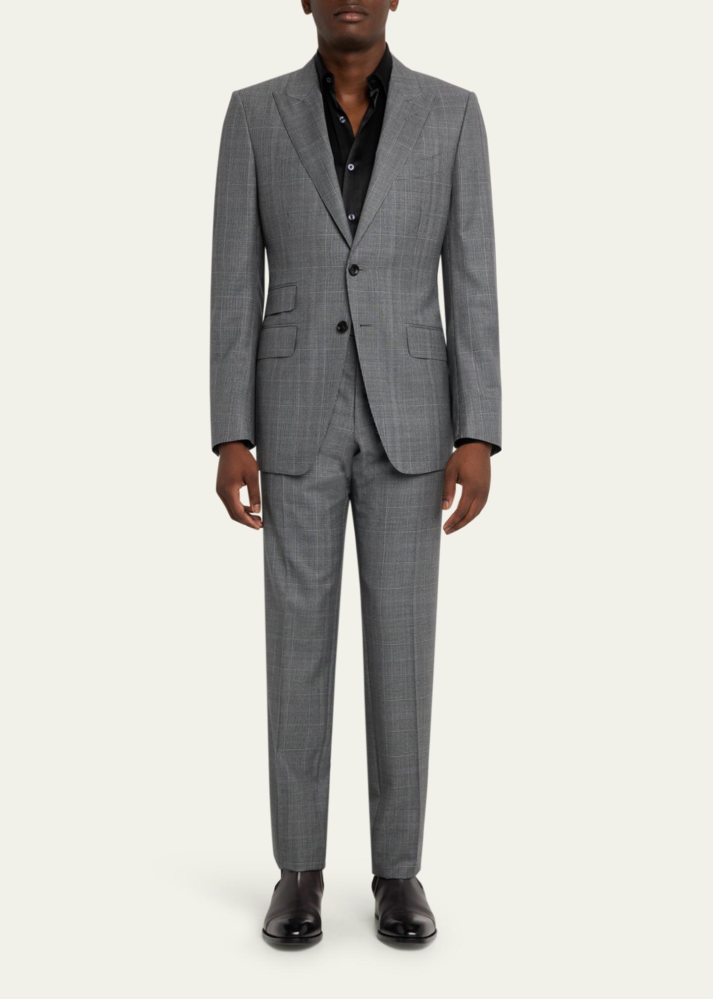 TOM FORD Men's Herringbone Wool Prince of Wales Peak-Lapel Suit