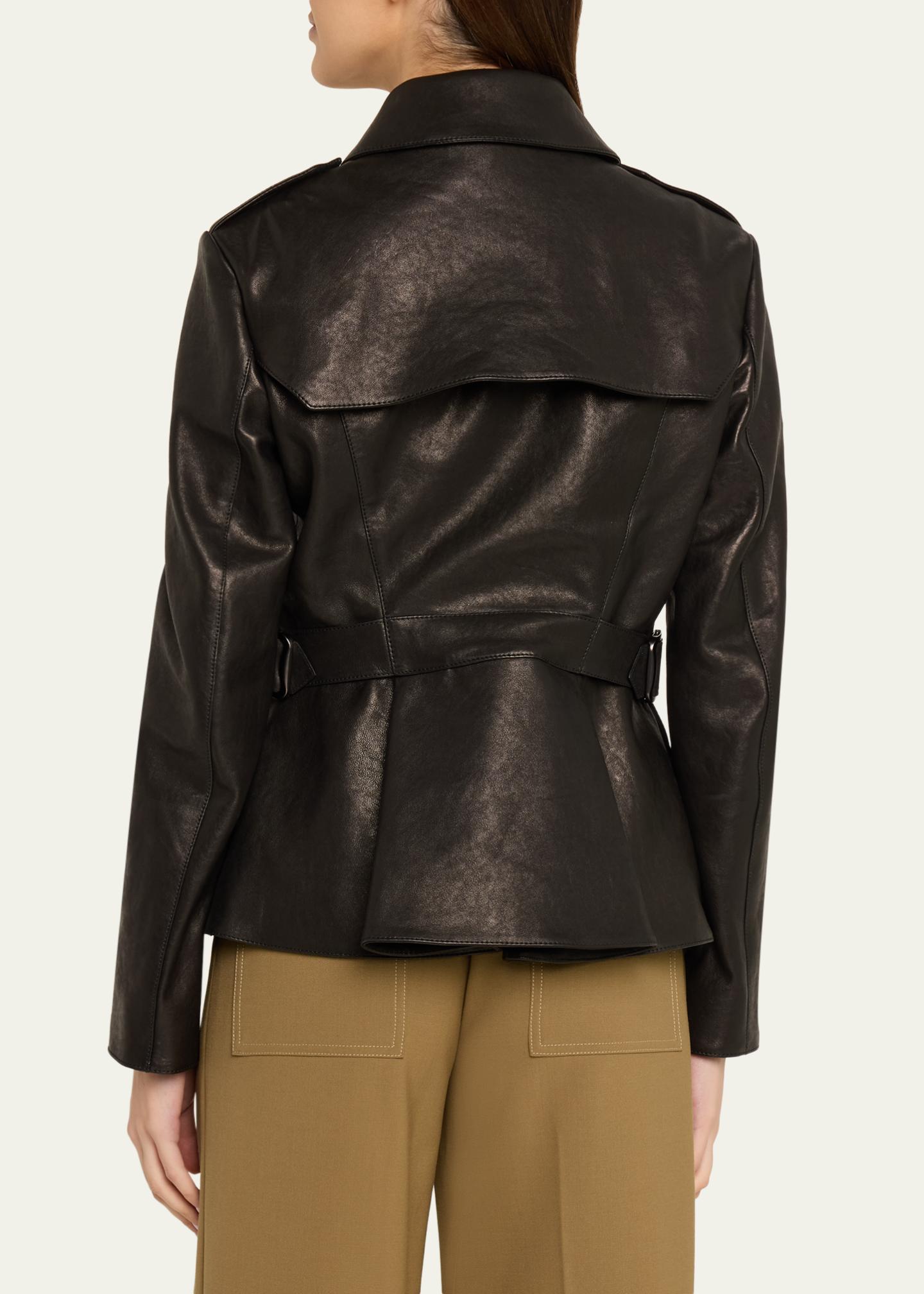 Burberry Leyton Lamb Leather Trench Jacket - Bergdorf Goodman