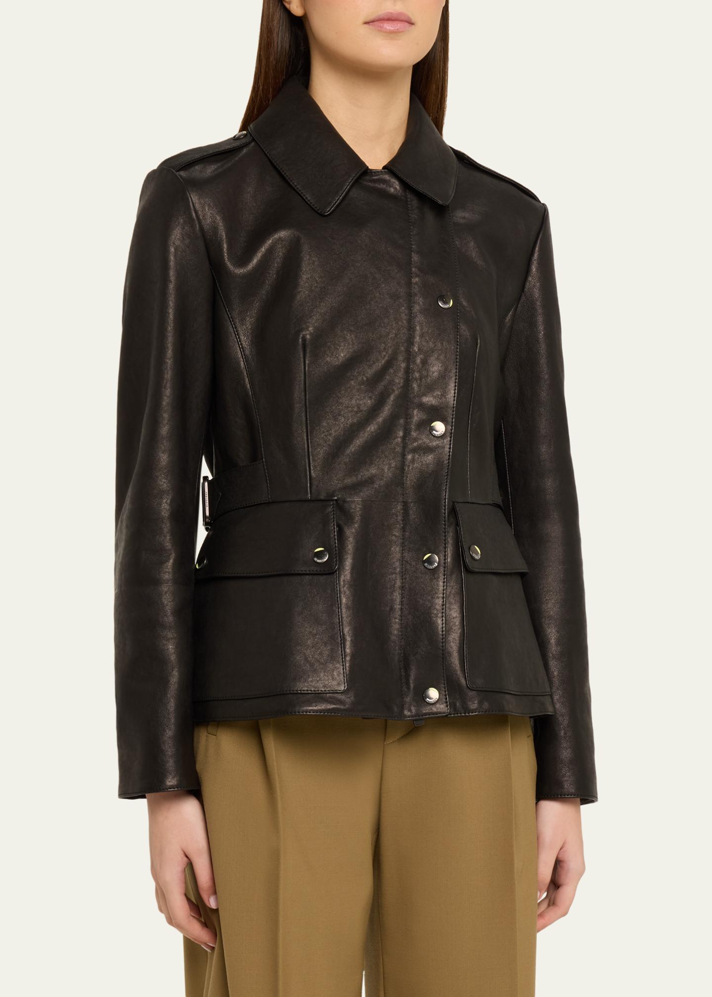 Burberry Leyton Lamb Leather Trench Jacket - Bergdorf Goodman