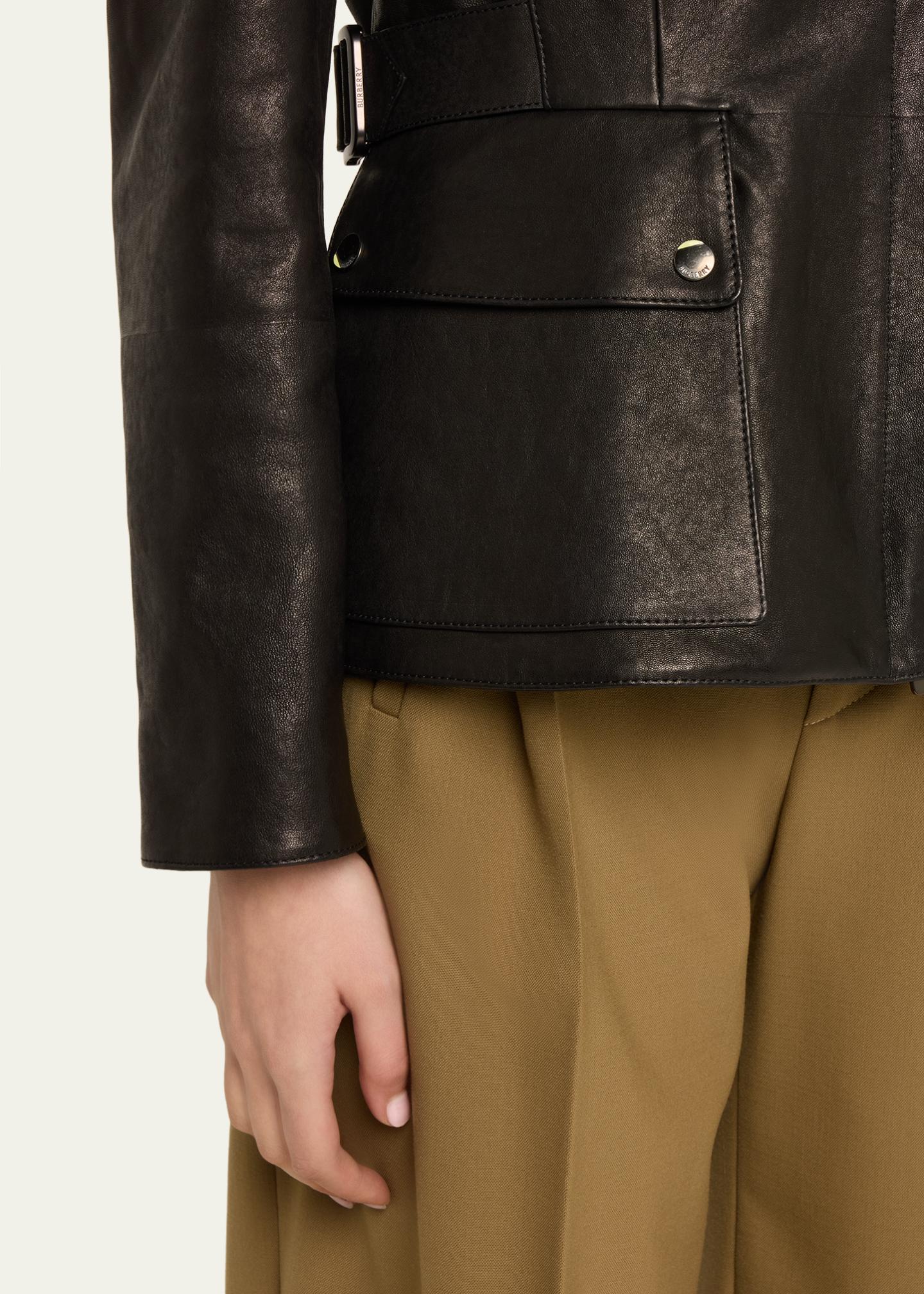 Burberry Leyton Lamb Leather Trench Jacket - Bergdorf Goodman