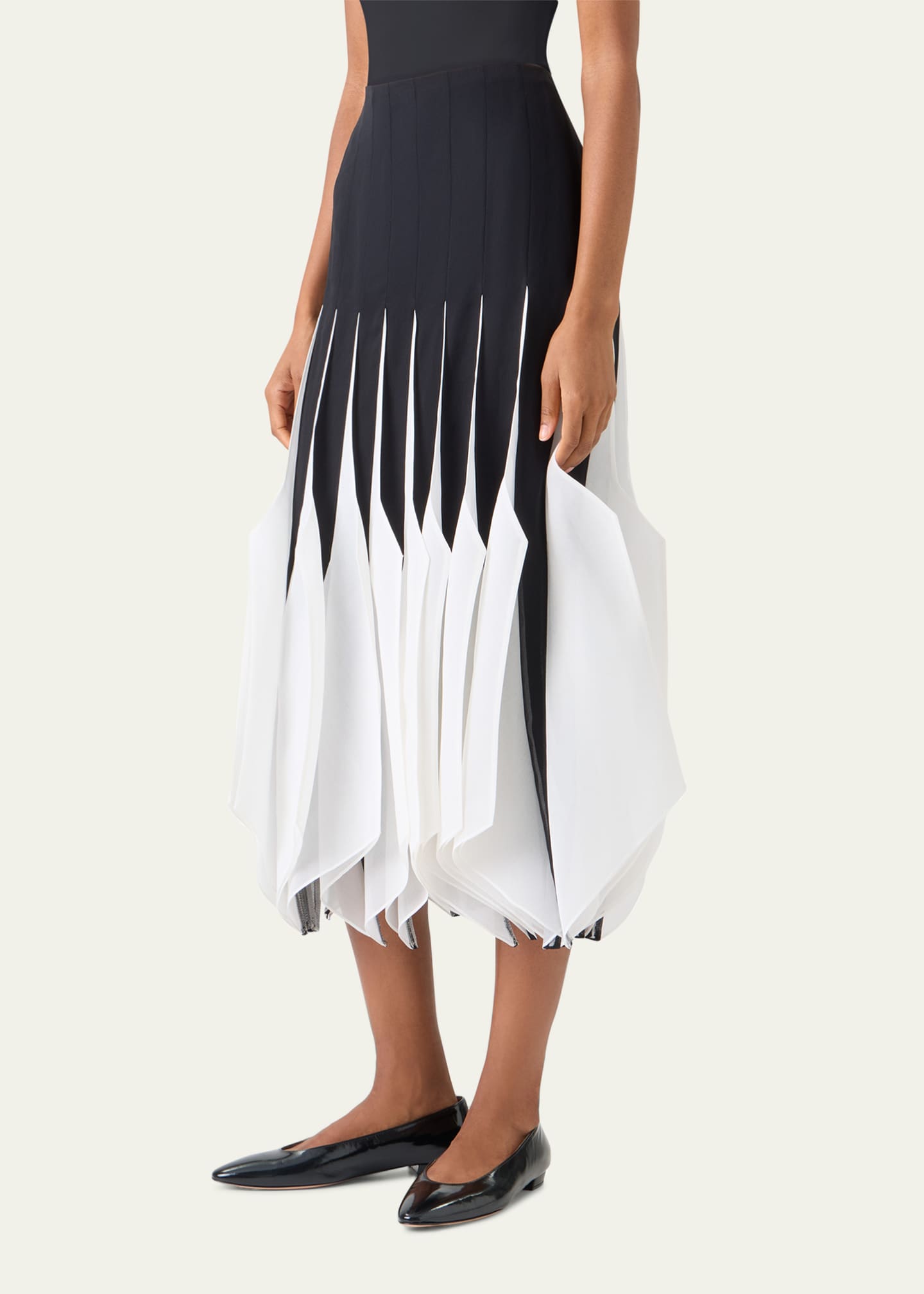 Akris Ribbon Inset Panama Silk Organza Midi Skirt - Bergdorf Goodman