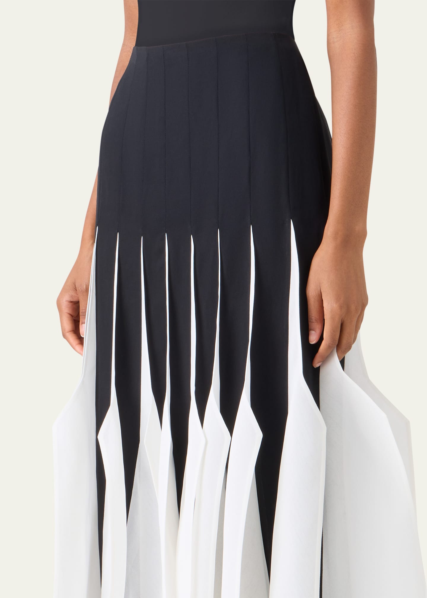 Akris Ribbon Inset Panama Silk Organza Midi Skirt - Bergdorf Goodman