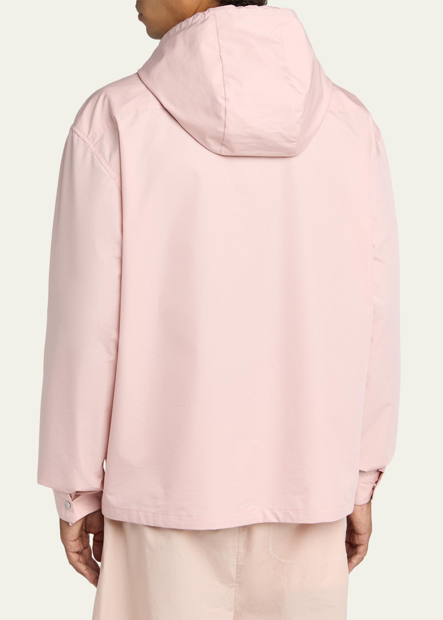 Moncler Men's Pocket-Logo Poplin Full-Zip Hoodie - Bergdorf Goodman