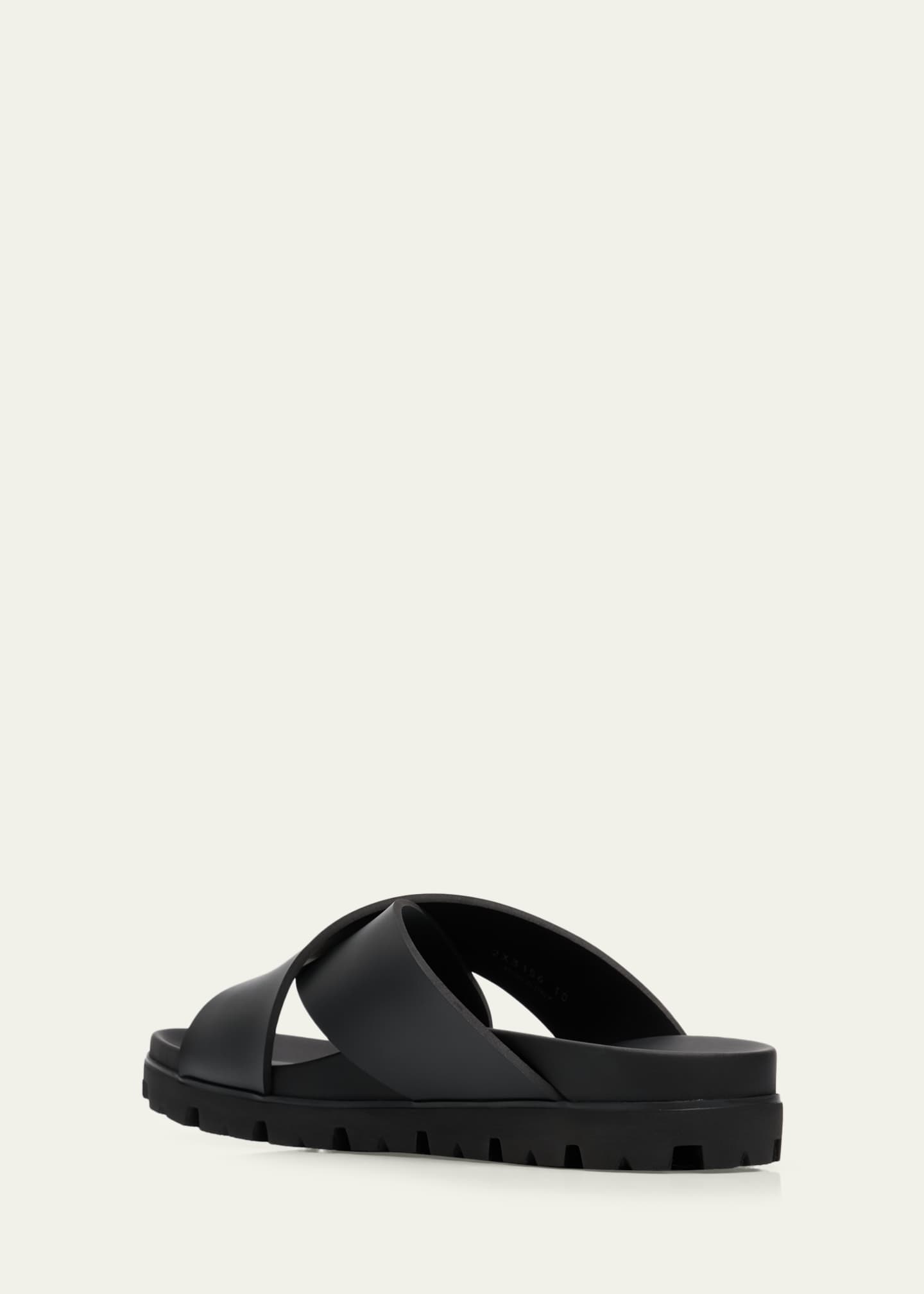 Prada Men's Soft Cage Criss-Cross Rubber Slide Sandals - Bergdorf