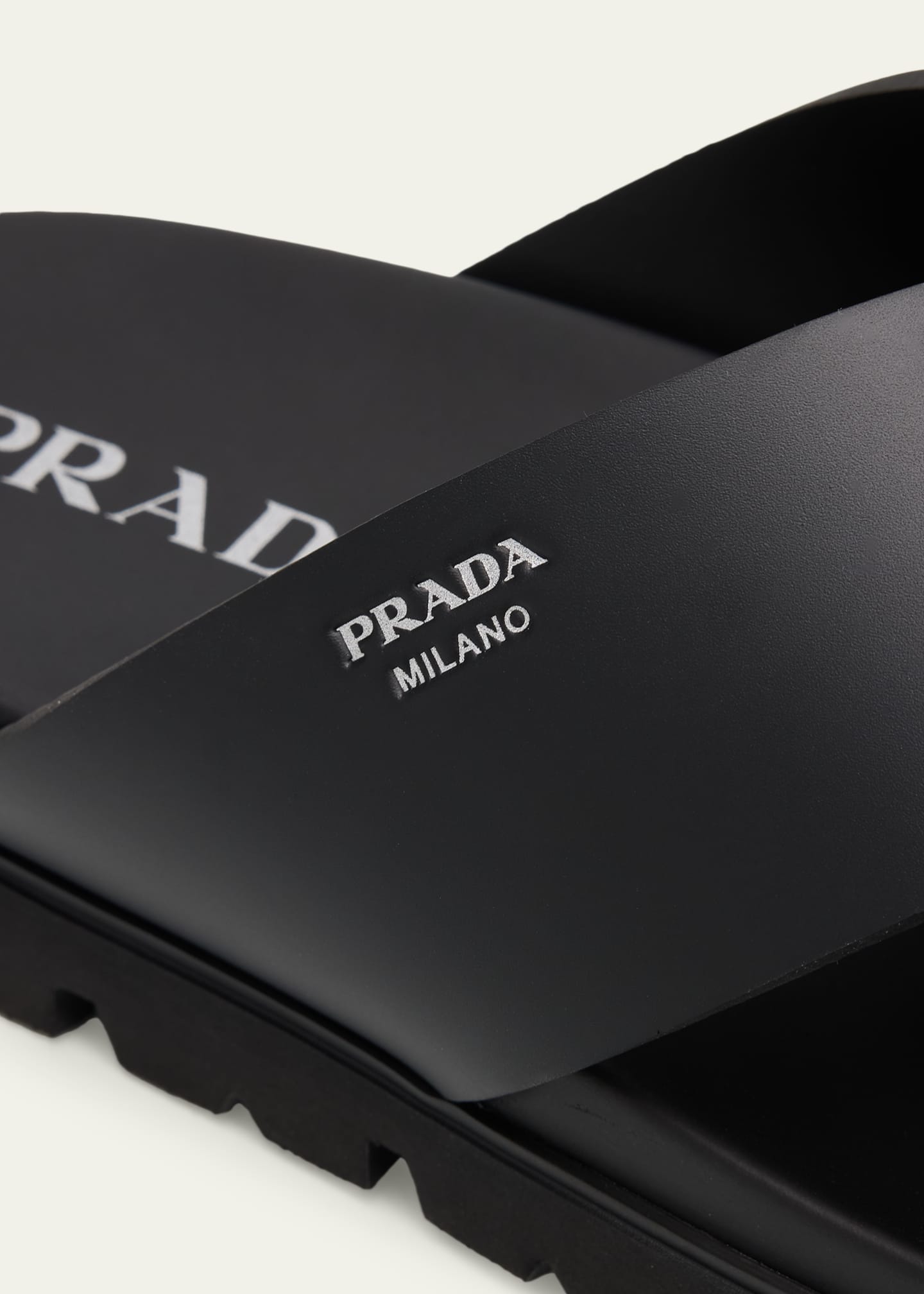 Prada Men's Soft Cage Criss-Cross Rubber Slide Sandals - Bergdorf