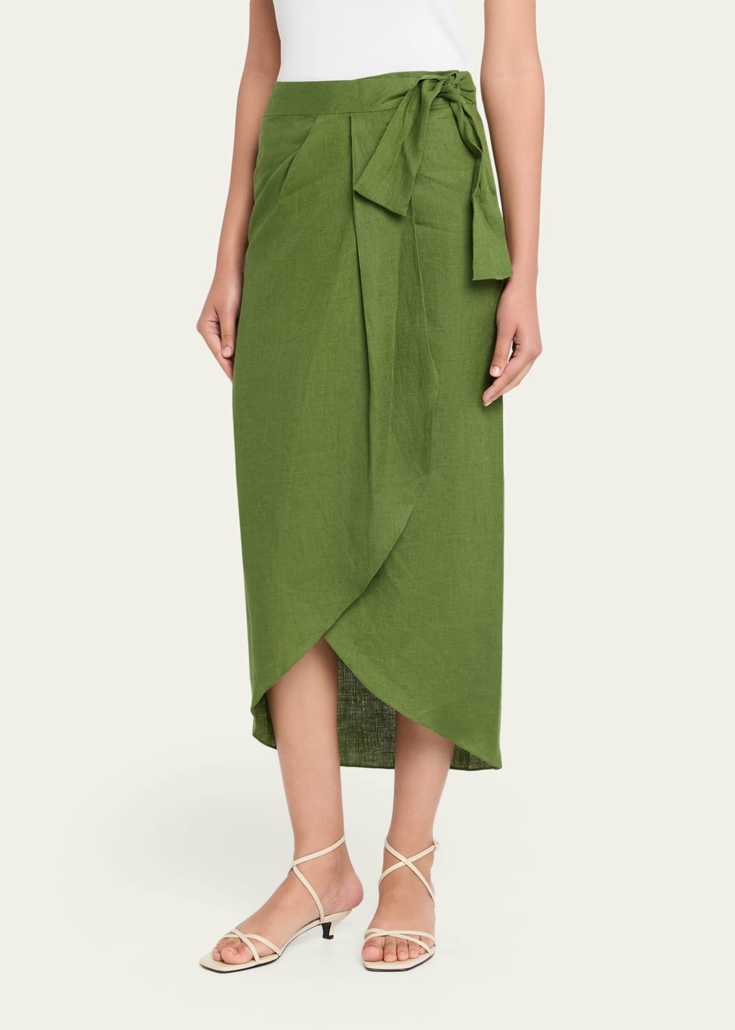 Johanna Ortiz Safari Linen Midi Wrap Skirt - Bergdorf Goodman