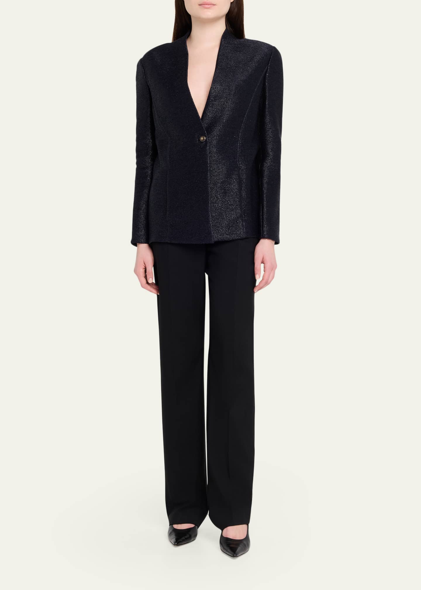 Giorgio Armani Metallic Raffia Single-Breasted Jacket - Bergdorf