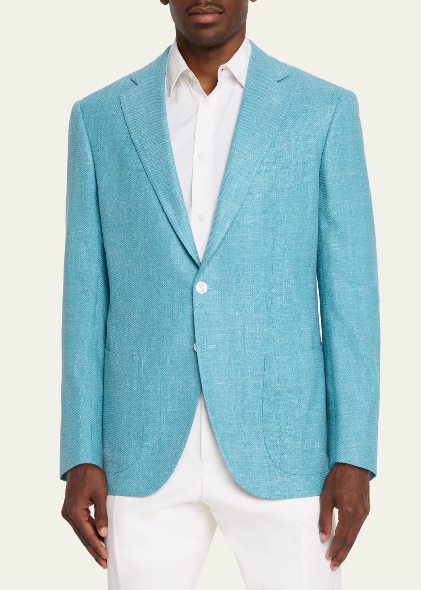 Cesare Attolini Men's Herringbone Patch Pocket Single-Breasted