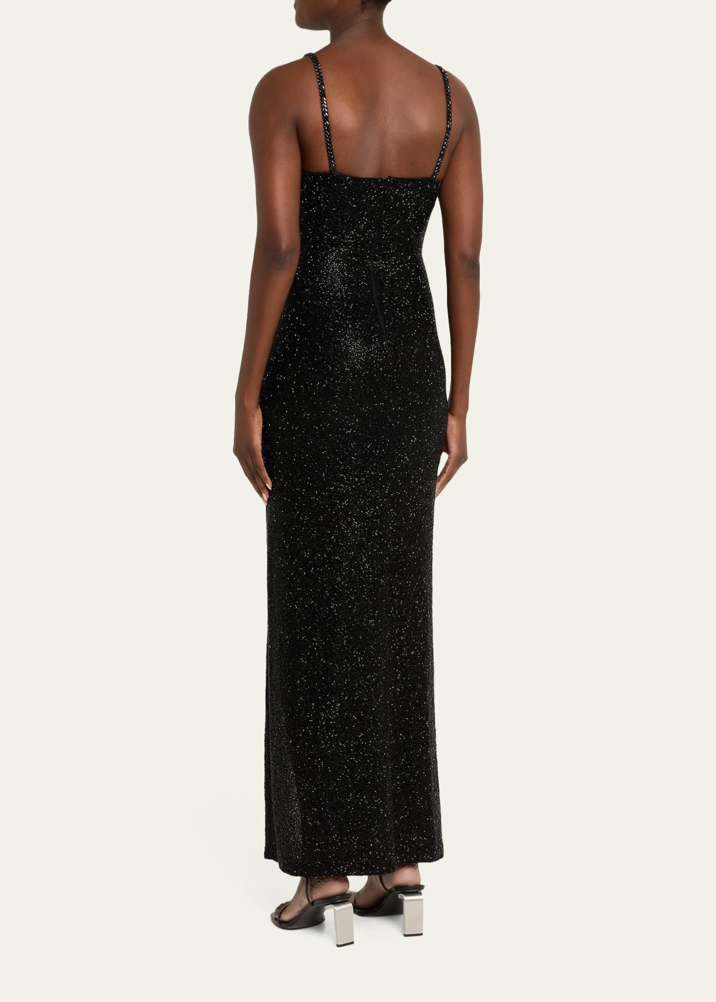 alice and olivia black sequin dress + Nina Embellished Maxi Dress, Size 4 Casual_C Crafted in beaded mesh Bianca purple and Black Formal dress 尺寸:16W