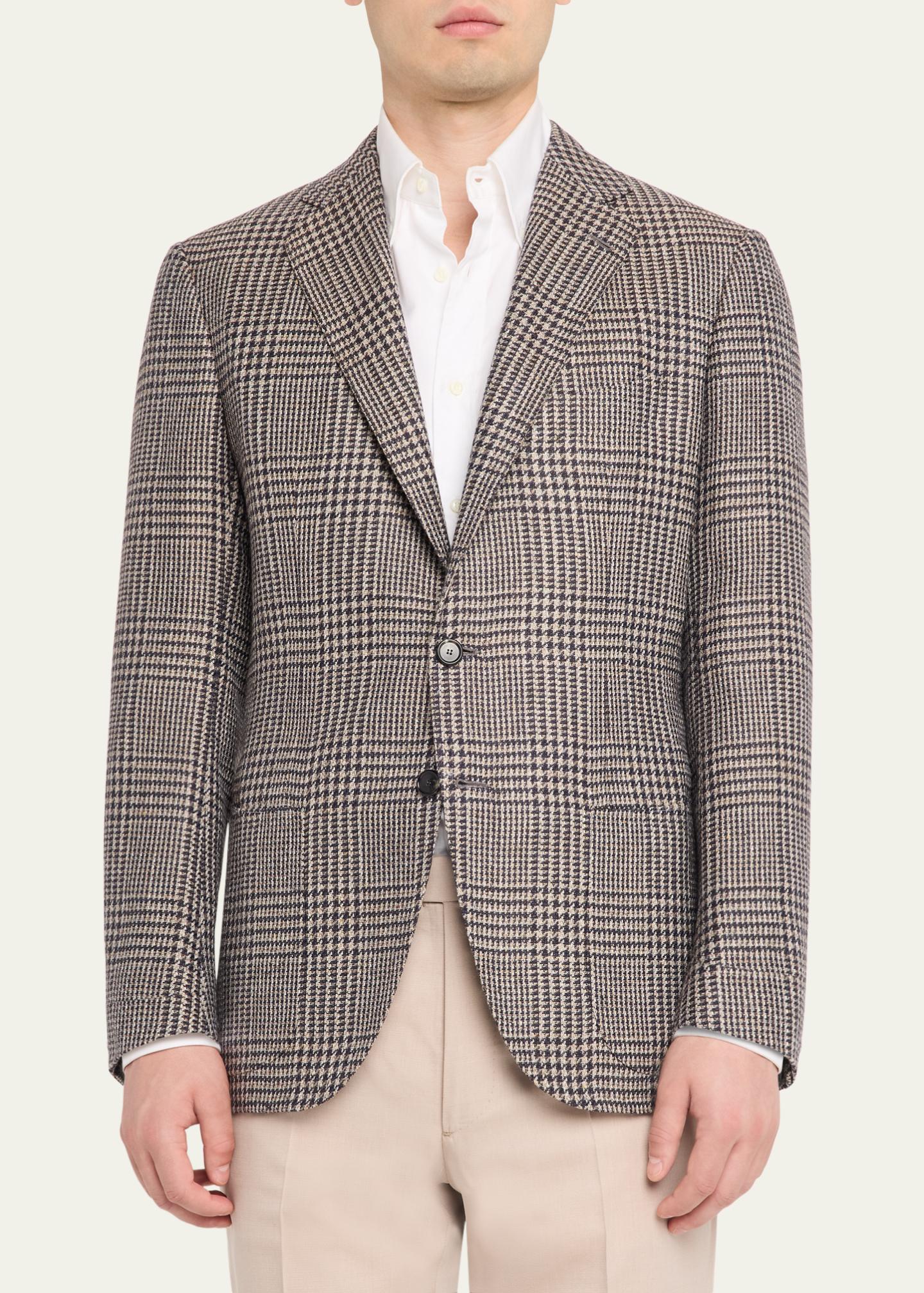 Cesare Attolini Men's Wool, Silk and Linen Prince of Wales Sport