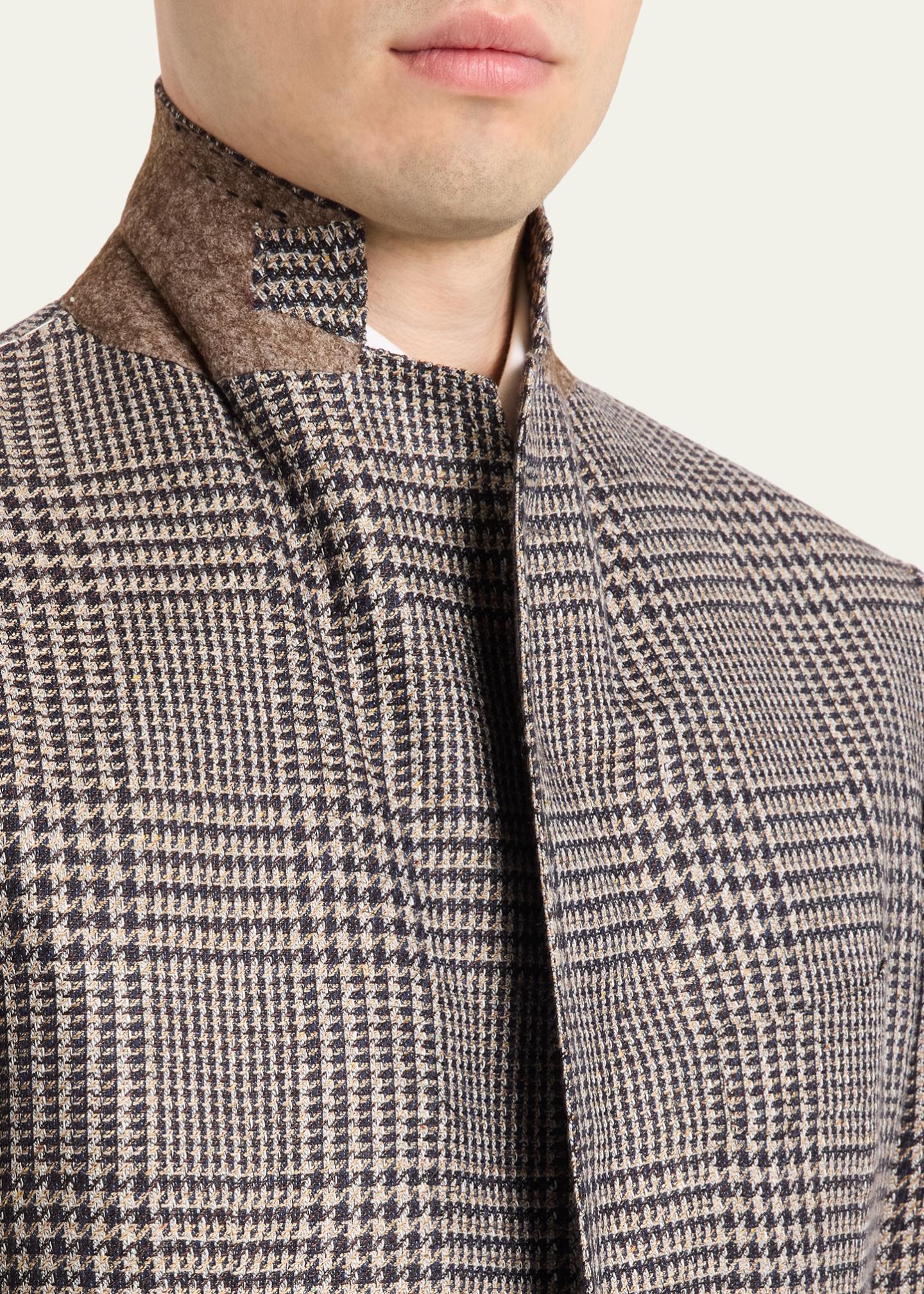 Cesare Attolini Men's Wool, Silk and Linen Prince of Wales Sport