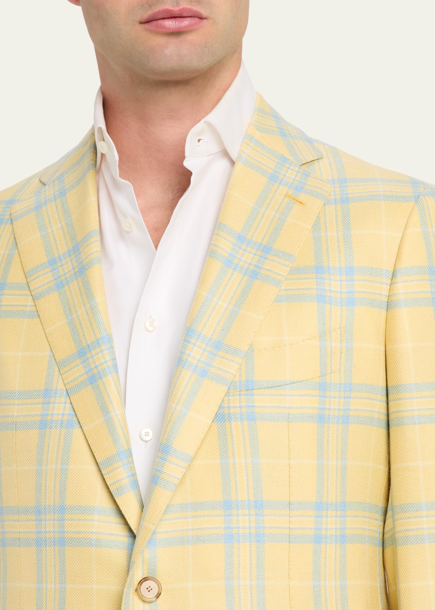 Cesare Attolini Men's Cashmere and Silk Oversized Plaid Single