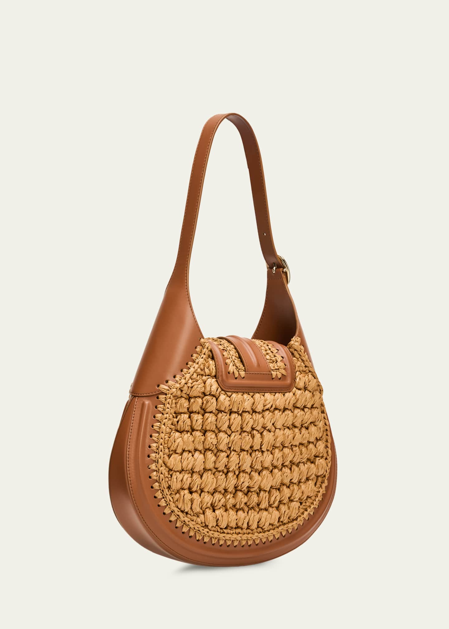 Giorgio Armani Small Raffia & Leather Hobo Bag - Bergdorf Goodman