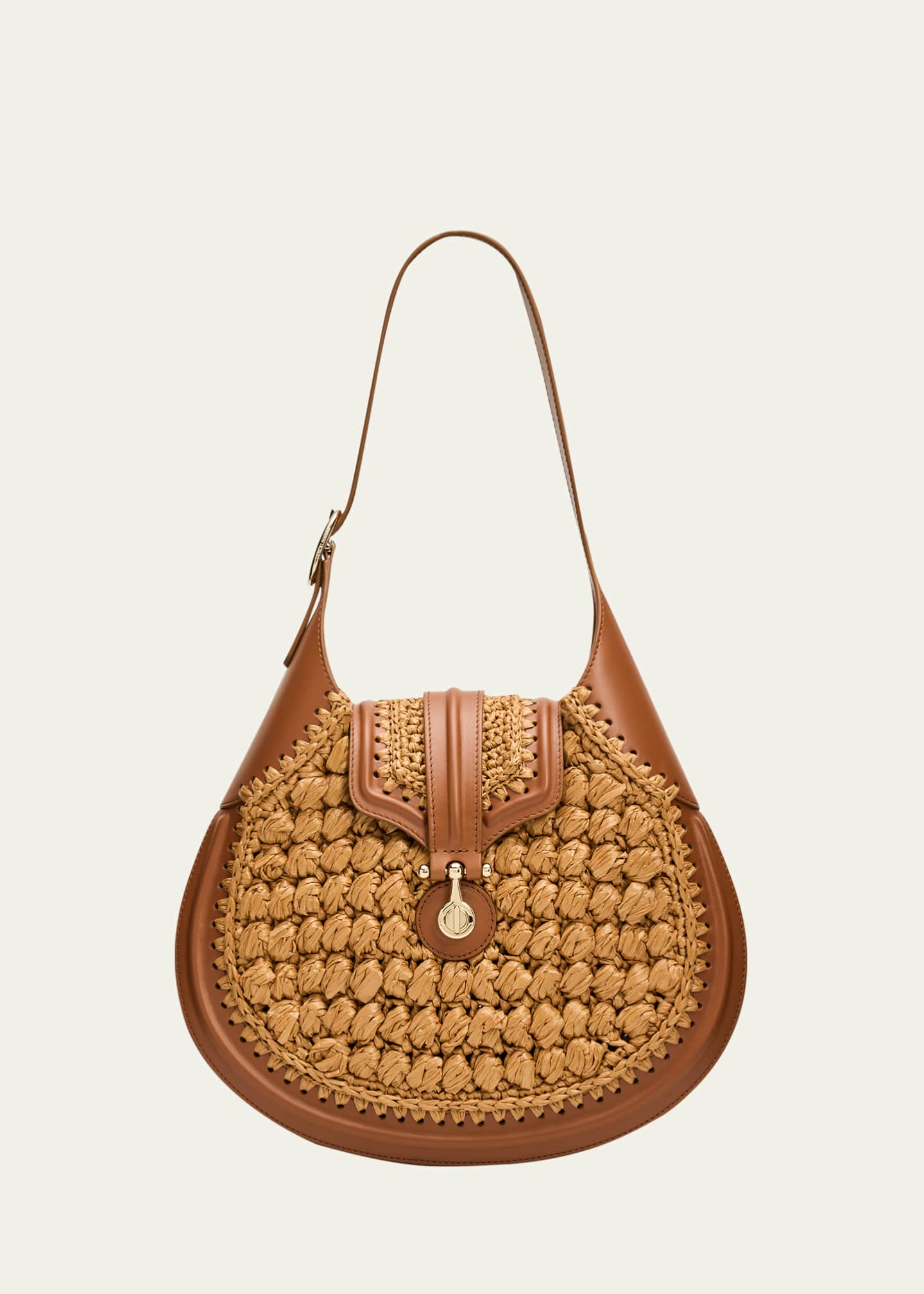 GIORGIO ARMANIベージュ ウォッシュドレザーボストンバッグ イタリア Giorgio Armani Small Raffia & Leather Hobo Bag - Bergdorf Goodman