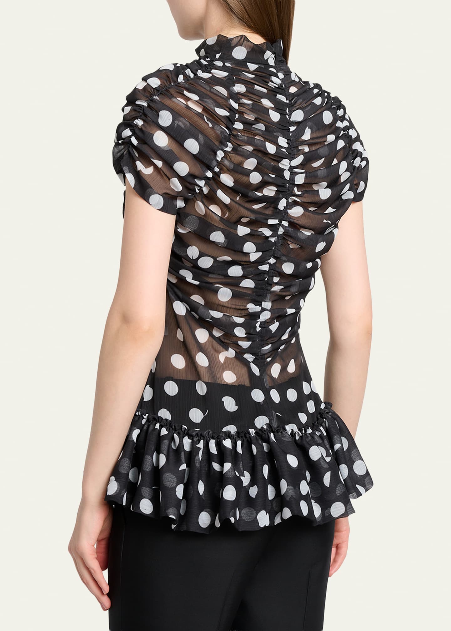 Dries Van Noten Chuchu Polka-Dot Sheer Ruffle Blouse - Bergdorf