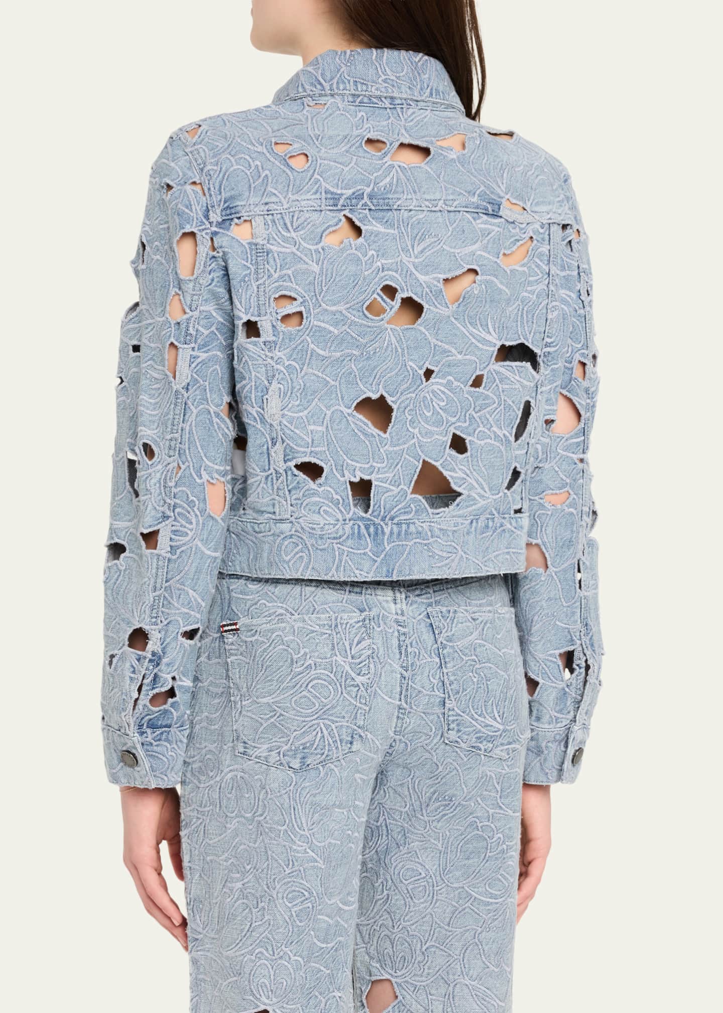ALICE + OLIVIA Chloe Laser-Cut Denim Jacket - Bergdorf Goodman