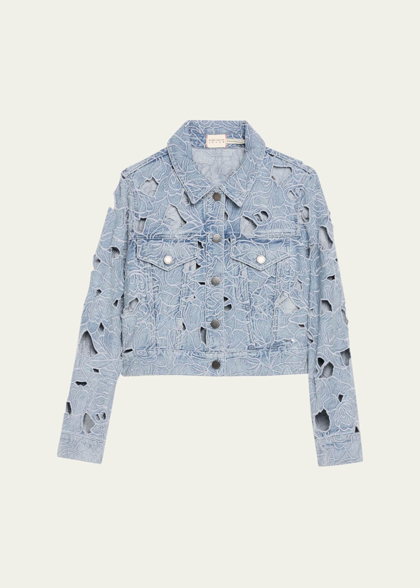 ALICE + OLIVIA Chloe Laser-Cut Denim Jacket - Bergdorf Goodman